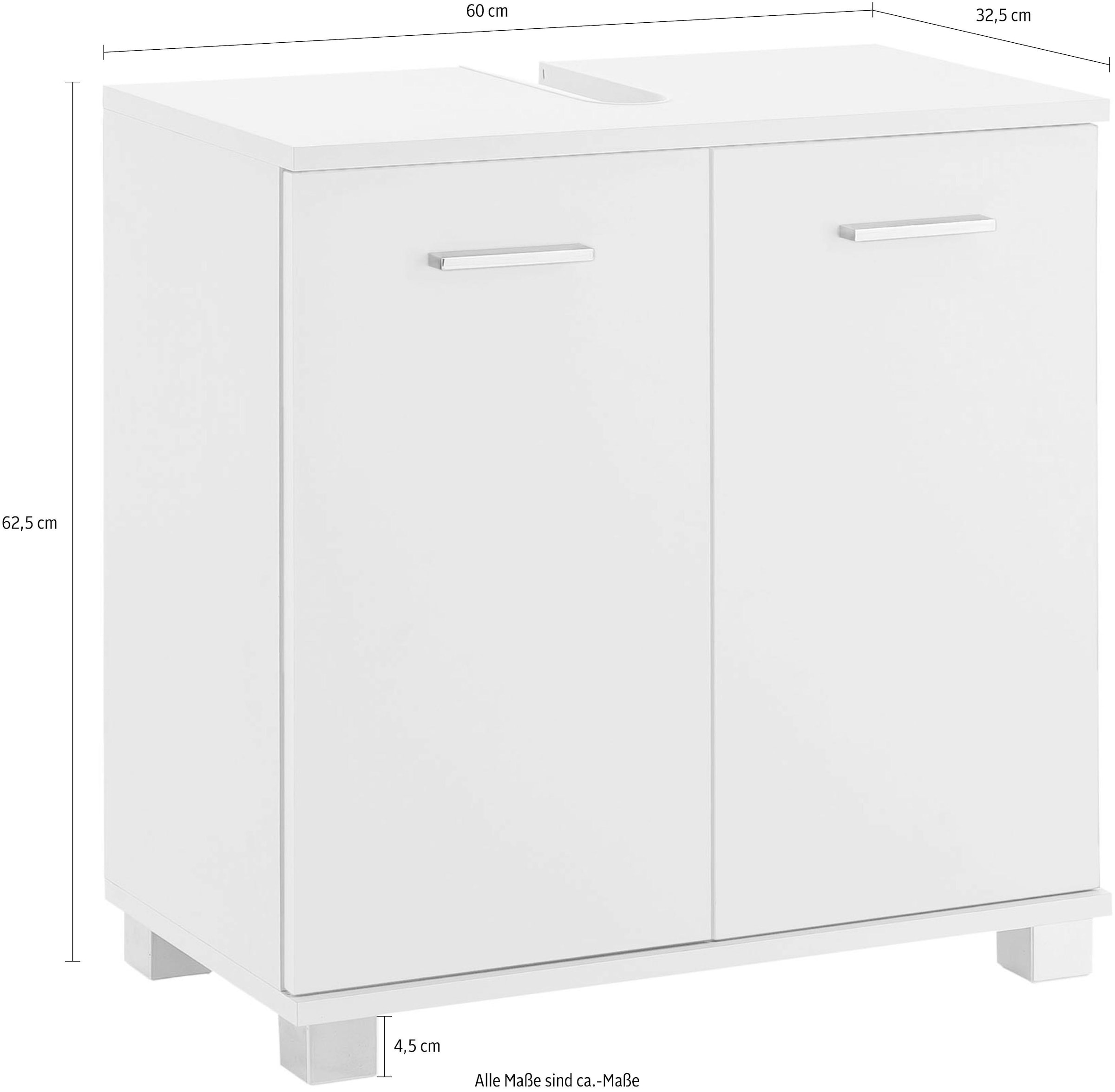 Schildmeyer Waschbeckenunterschrank »Lumo«, Breite 60 cm, mit 2 Türen & Metallgriffen