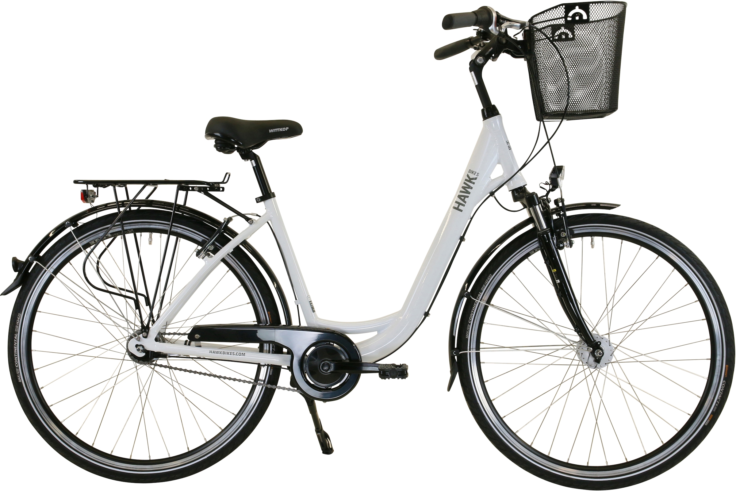 Bild von HAWK Bikes Cityrad »City Wave Deluxe Plus White«, 7 Gang, Shimano, Nexus Schaltwerk, für Damen und Herren