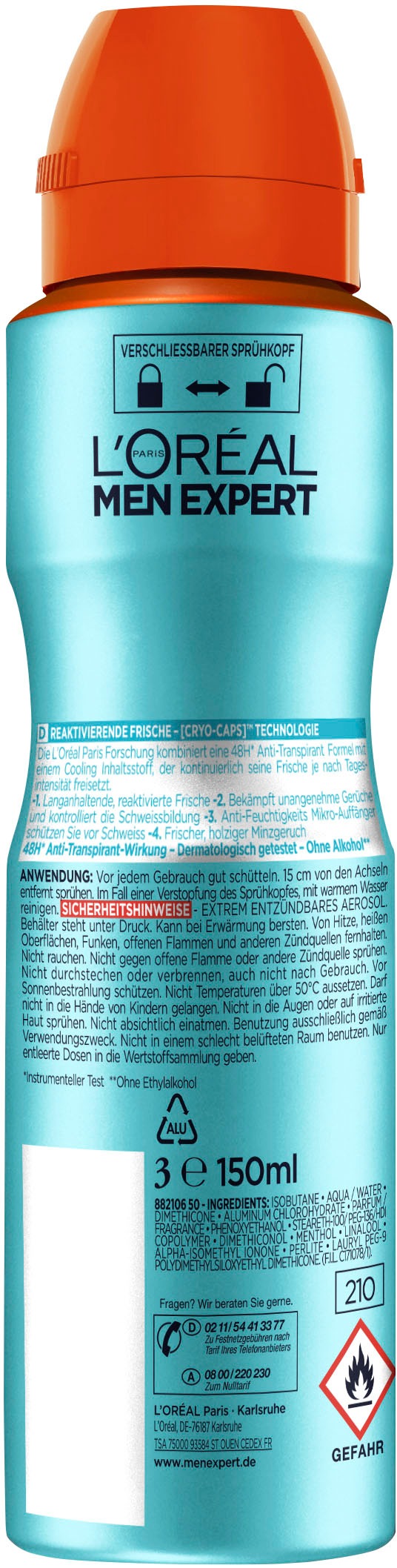 L\'ORÉAL PARIS MEN EXPERT Deo-Spray »Cool Power«, mit 48H Cooling-Effekt auf  Rechnung bestellen | Haarpflege-Sets
