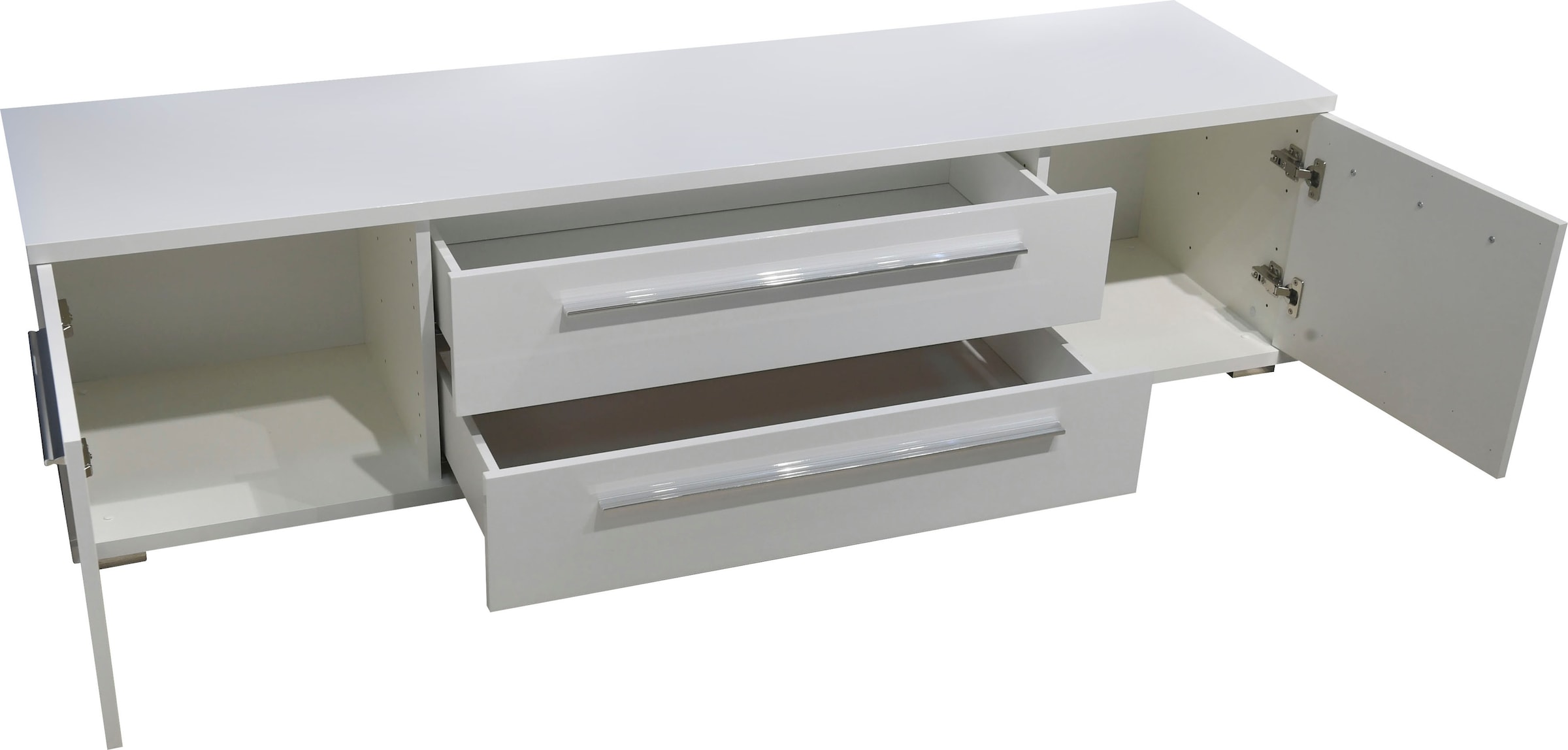 Places of Style Lowboard »Piano TV-Kommode in Breite 165 oder 180 cm mit Soft-Close-Funktion«, Hochglanz UV-lackiert, Br 180 cm mit versch. Tür- und Schubkastenmaße