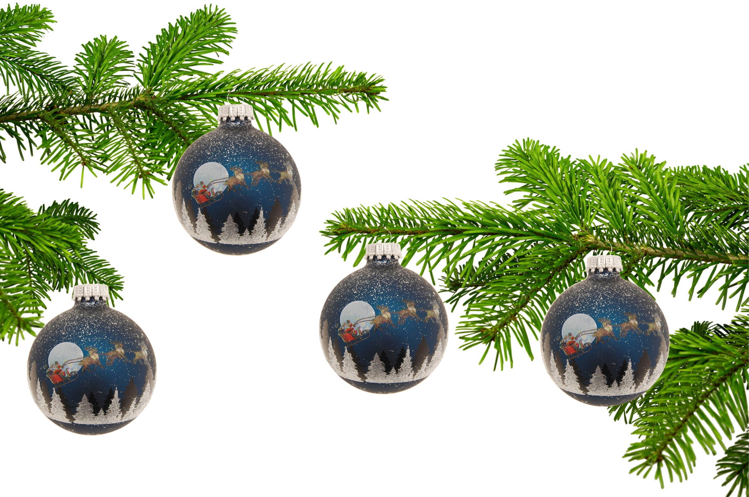 Krebs Glas Lauscha Weihnachtsbaumkugel »Spirit of Christmas, 7 cm«, (Set, 4 St.), Weihnachtsdeko, Christbaumschmuck, Christbaumkugeln aus Glas
