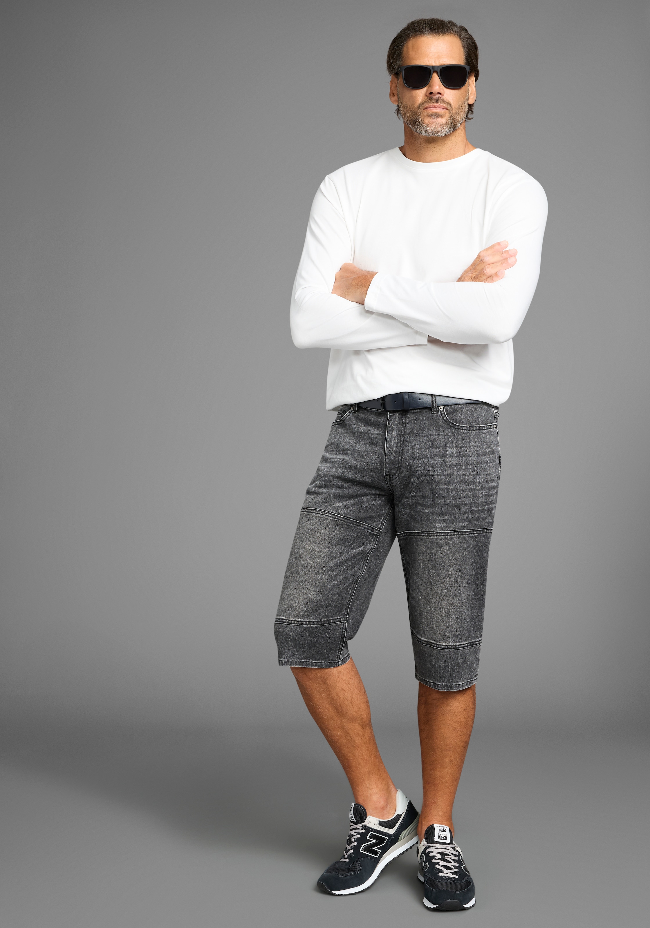 H.I.S Jeansbermudas »HANTZ«, (Set, 2 tlg., mit abnehmbarem Gürtel), gerader Beinschnitt, Used-Look mit Abriebeffekten