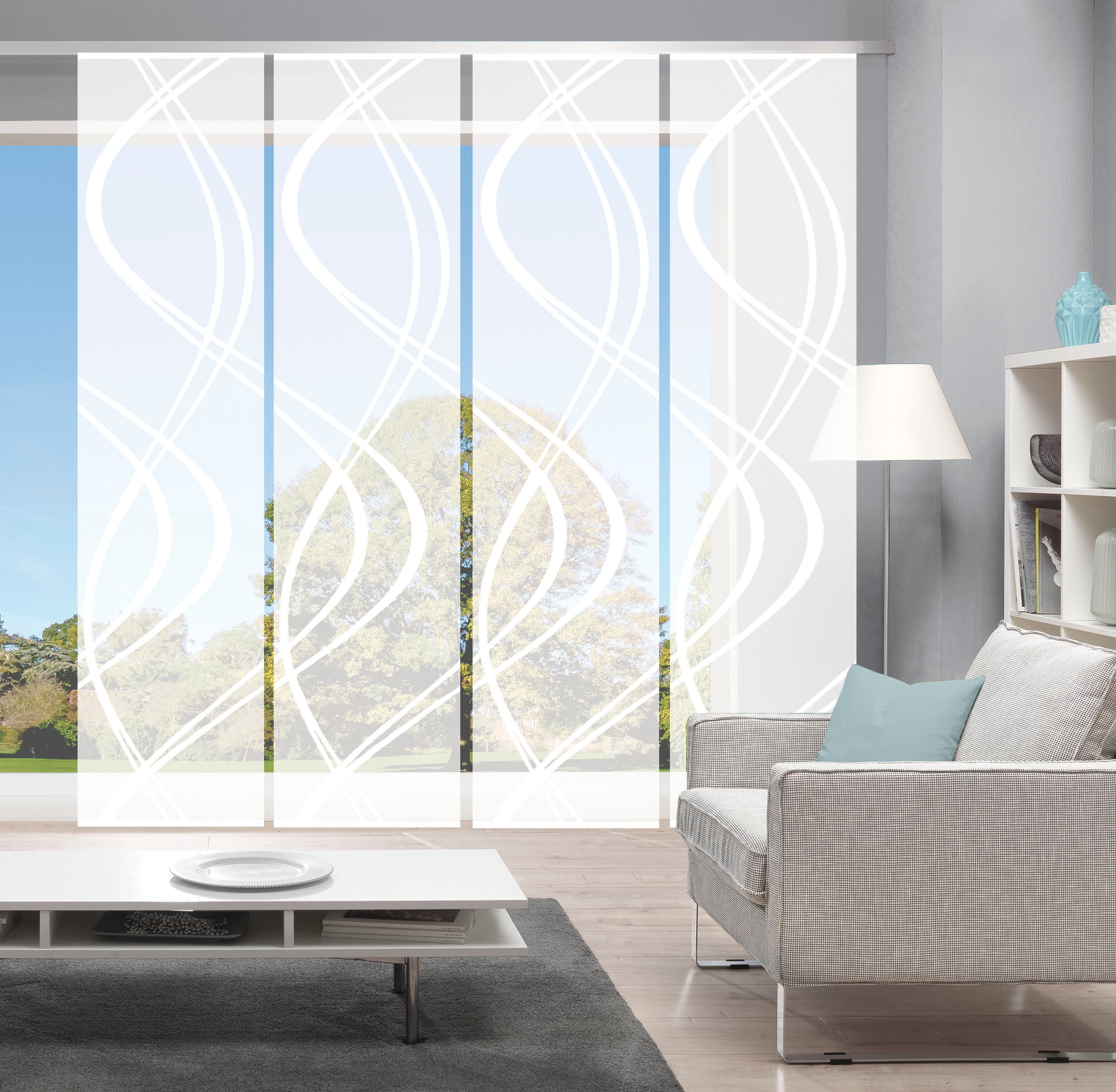 HOME WOHNIDEEN Schiebegardine »TIBERIO 4er SET«, (4 St.), Schiebegardine 4er SET TIBERIO