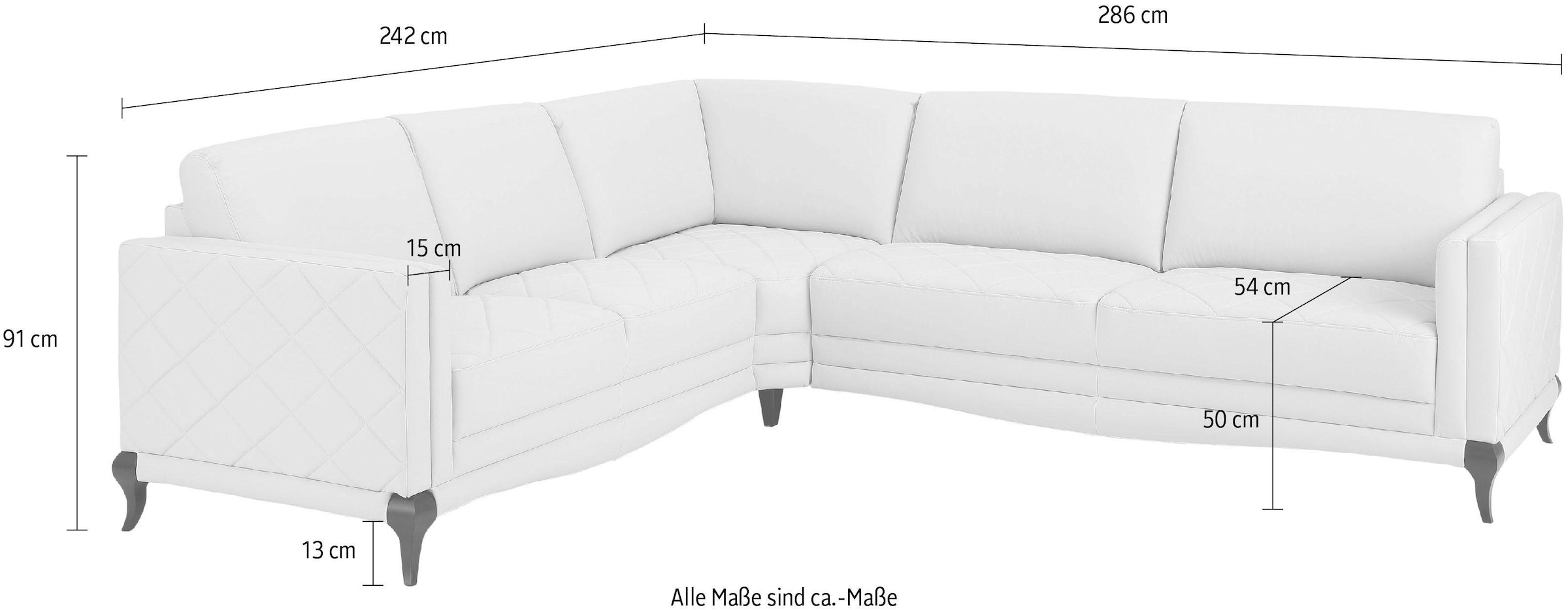 Home affaire Ecksofa »Brahms«, Federkern, hohe Holzfüße in edler Optik, Karosteppung