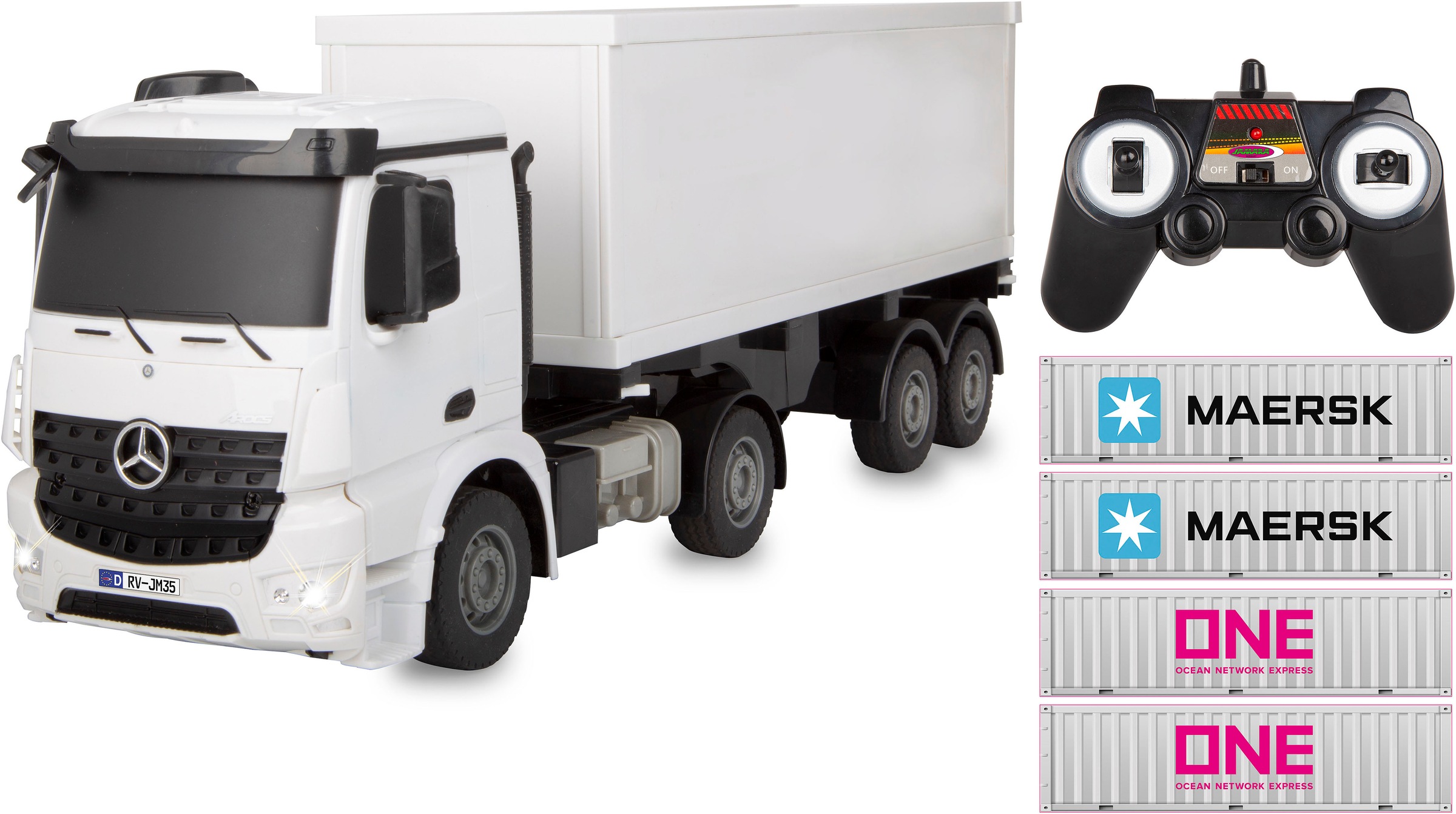 Jamara RC-Auto »Container LKW Mercedes-Benz Arocs 1:26 2,4GHz«, mit LED Licht