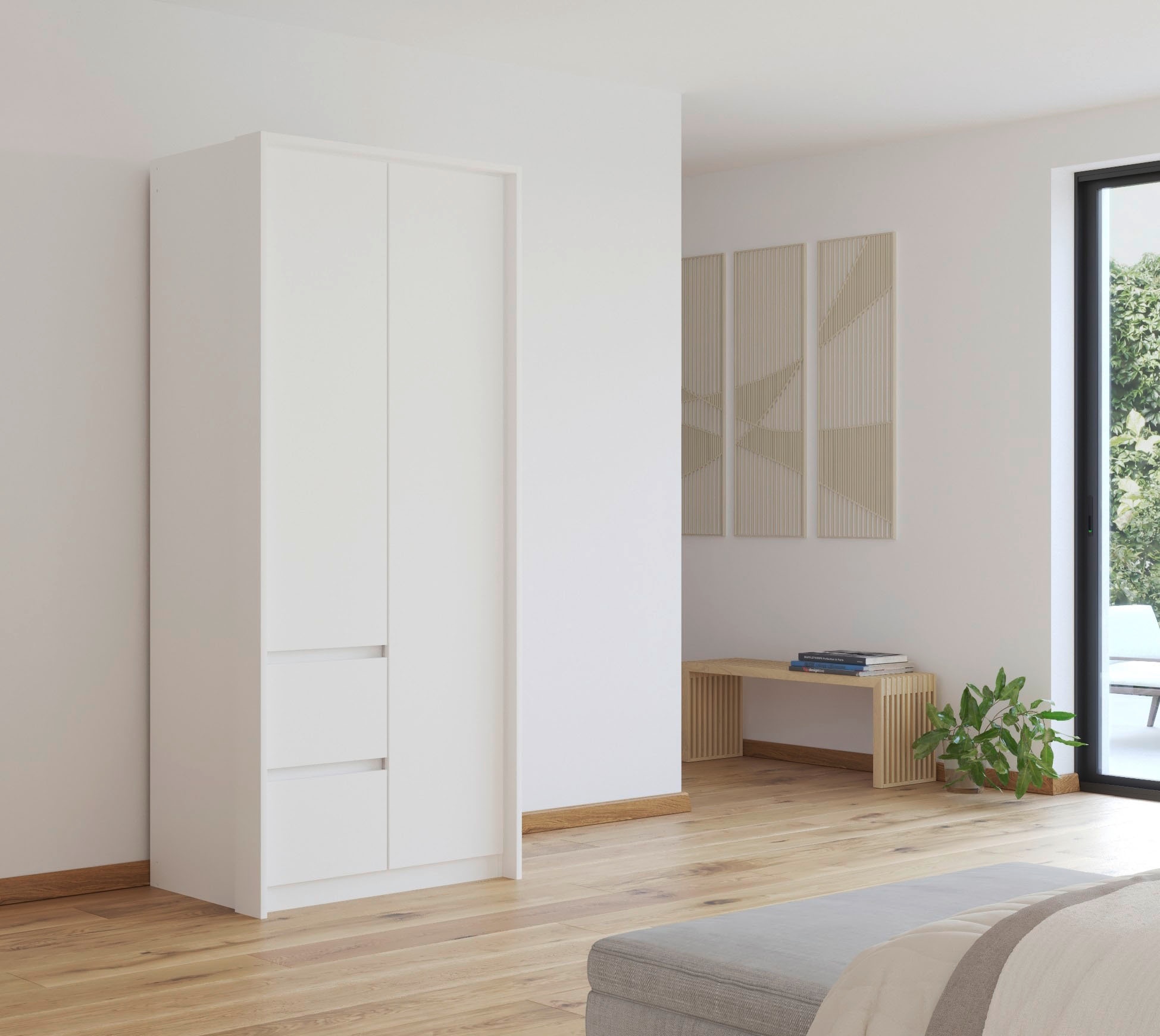 rauch Drehtürenschrank »Mainz mit Passepartout« optional mit Beleuchtung, Außentüren mit Push-to-Open Funktion