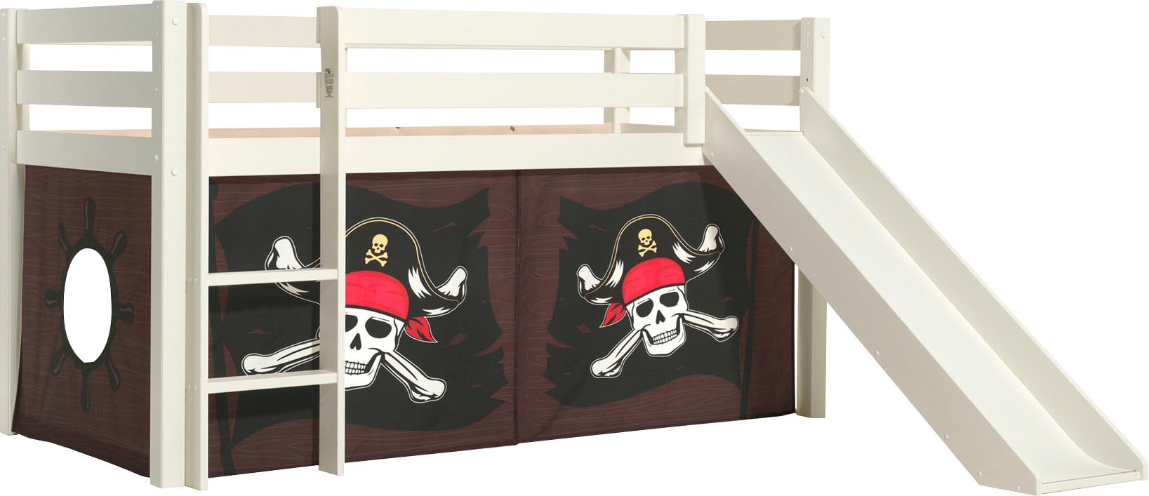 Vipack Spielbett "Pino, Kiefer massiv, mit Rolllattenrost u. Textil-Set, Ma günstig online kaufen