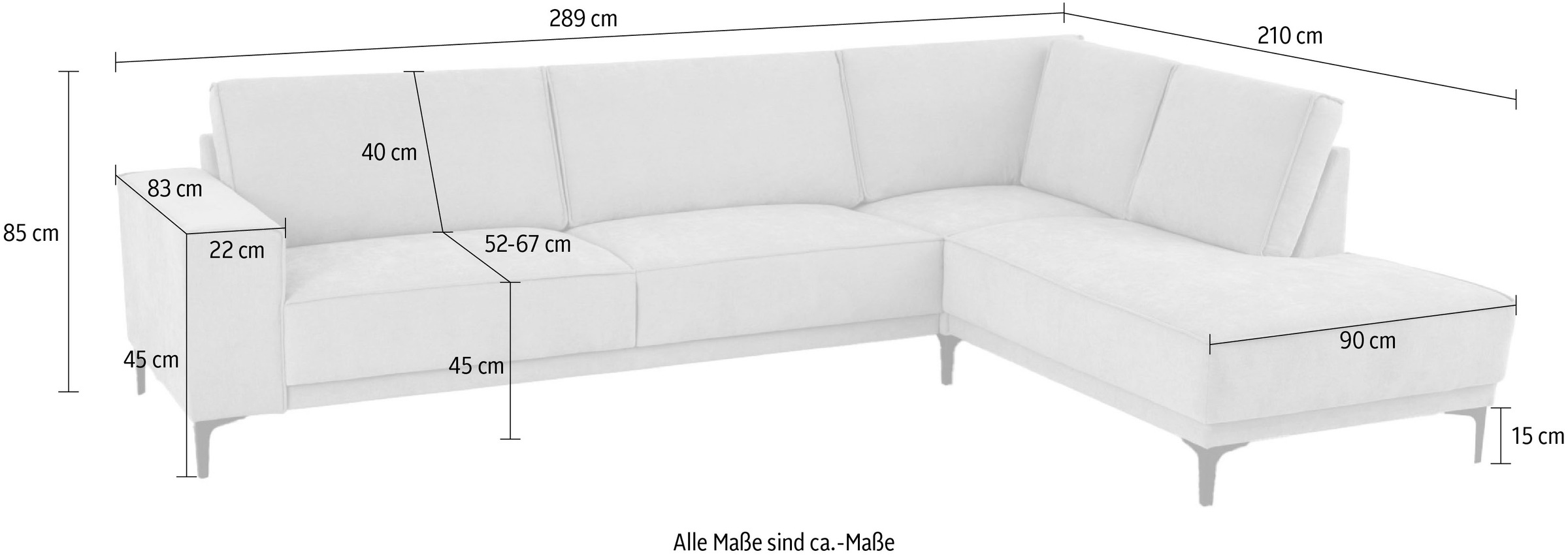 Places of Style Ecksofa »Oland«, L-Form, im zeitlosem Design und hochwertiger Verarbeitung