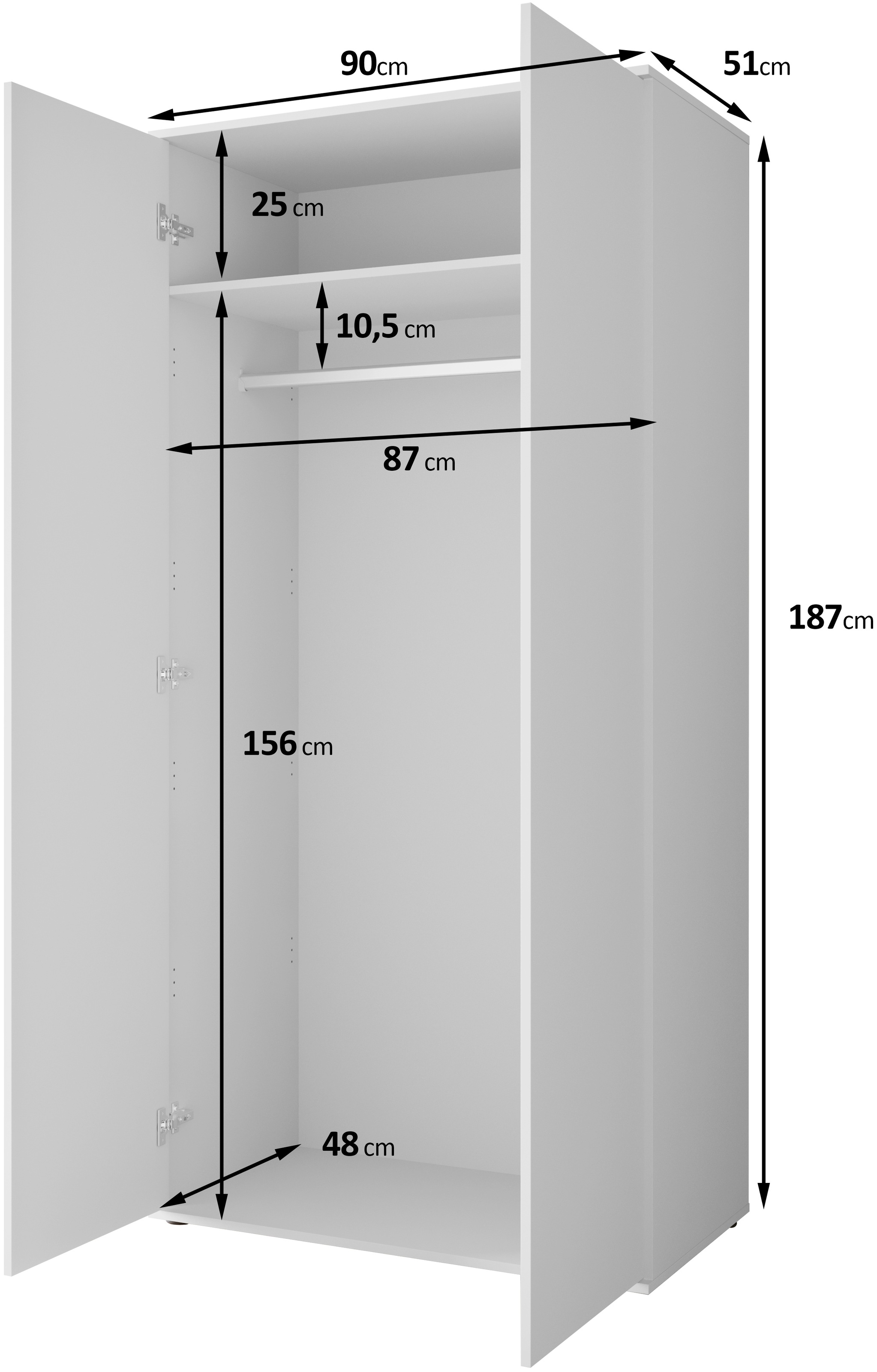 INOSIGN Kleiderschrank »LAGOS Wäscheschrank, Garderobe, schwarze Griffe, Made in Europe«, Moderner Drehtürenschrank, FSC-zertifiziert, Schlafzimmerschrank