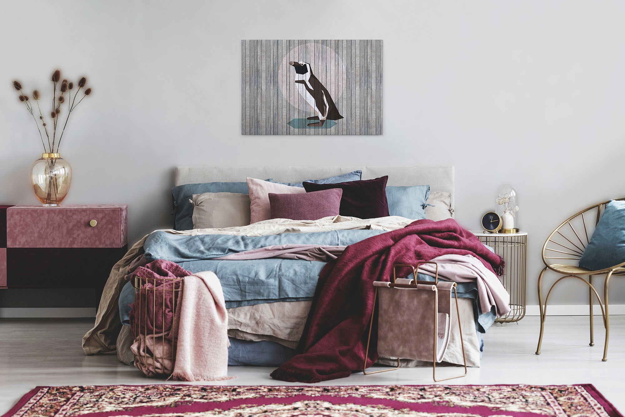A.S. Création Leinwandbild »born to be wild 4«, Kunst-Tiere-Kinder, (1 St.), Keilrahmen Holzoptik Pinguin Tiere Leinwand-Bild Wohnzimmer modern