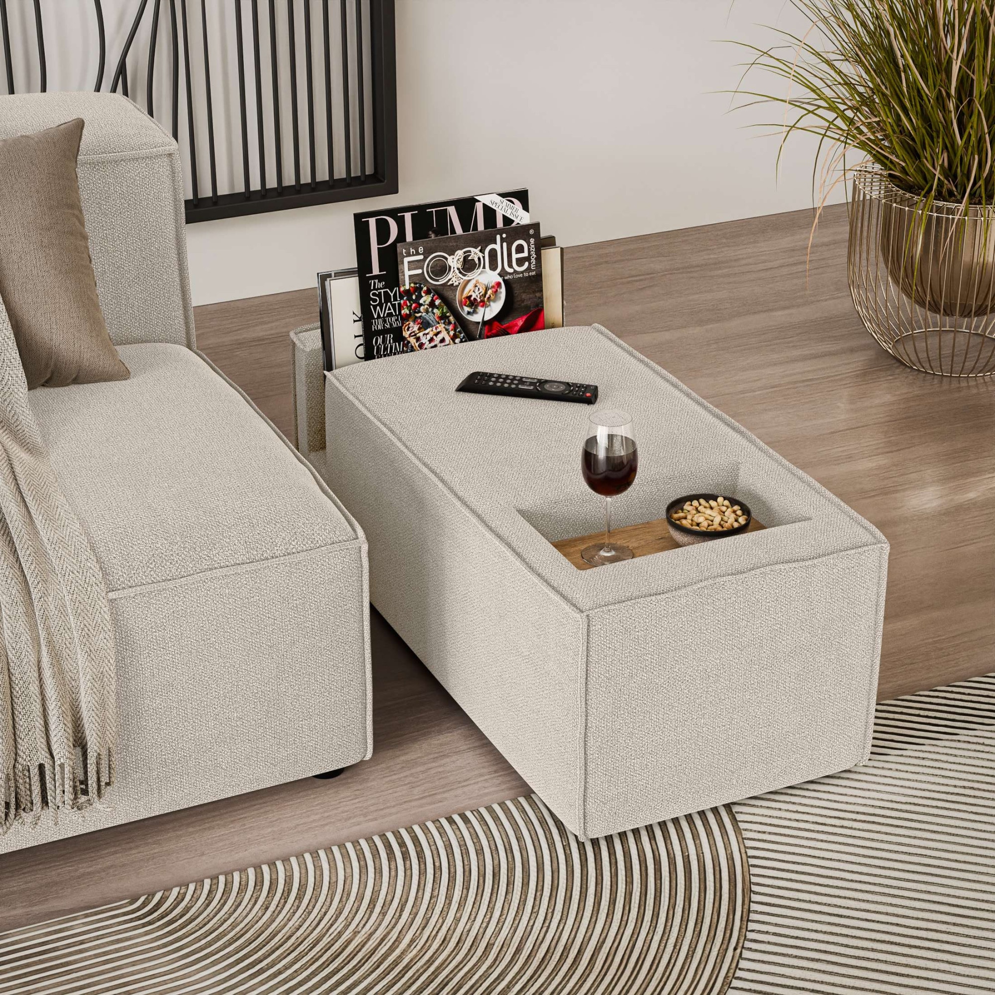 INOSIGN Sofaelement »HAILY Tisch XL für das Modulsofa, extra tief, Maße B/T/H: 45/130/37 cm«, als Modul oder separat verwendbar, mit Steckfach und Ablagefläche