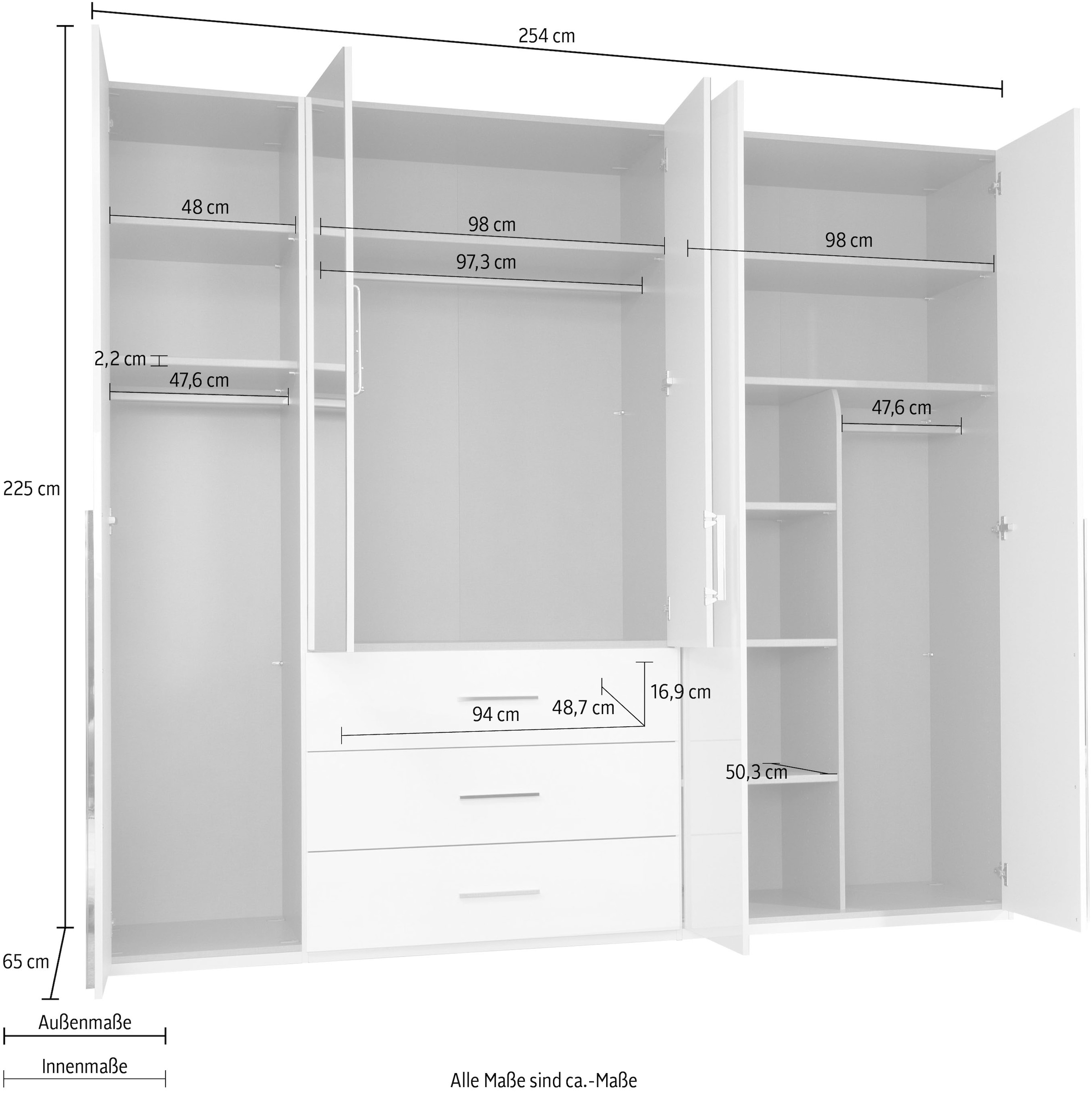 bestellen Wäscheeinteilung Drehtürenschrank mit online Passepartout rauch inkl. »Montclar«, optional Beleuchtung,