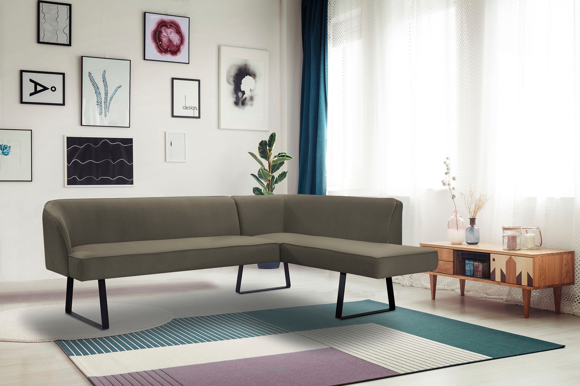 exxpo - sofa fashion Eckbank "Americano", mit Keder und Metallfüßen, Bezug günstig online kaufen