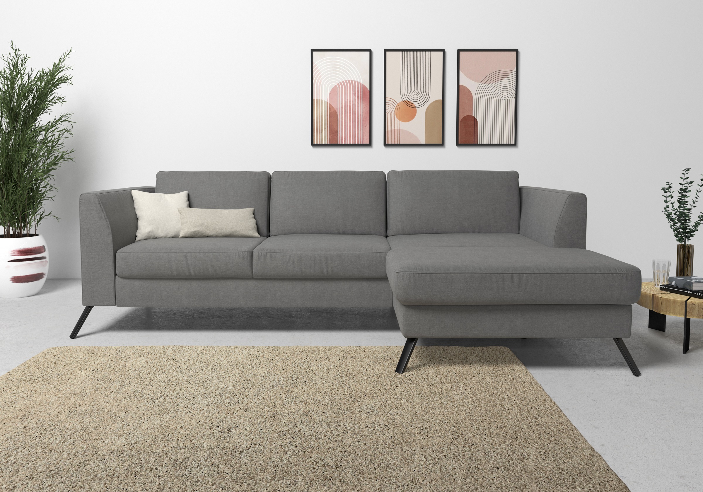 sit&more Ecksofa »Olsen L-Form«, inklusive Sitztiefenverstellung, wahlweise mit Bettfunktion, 15cm hoch