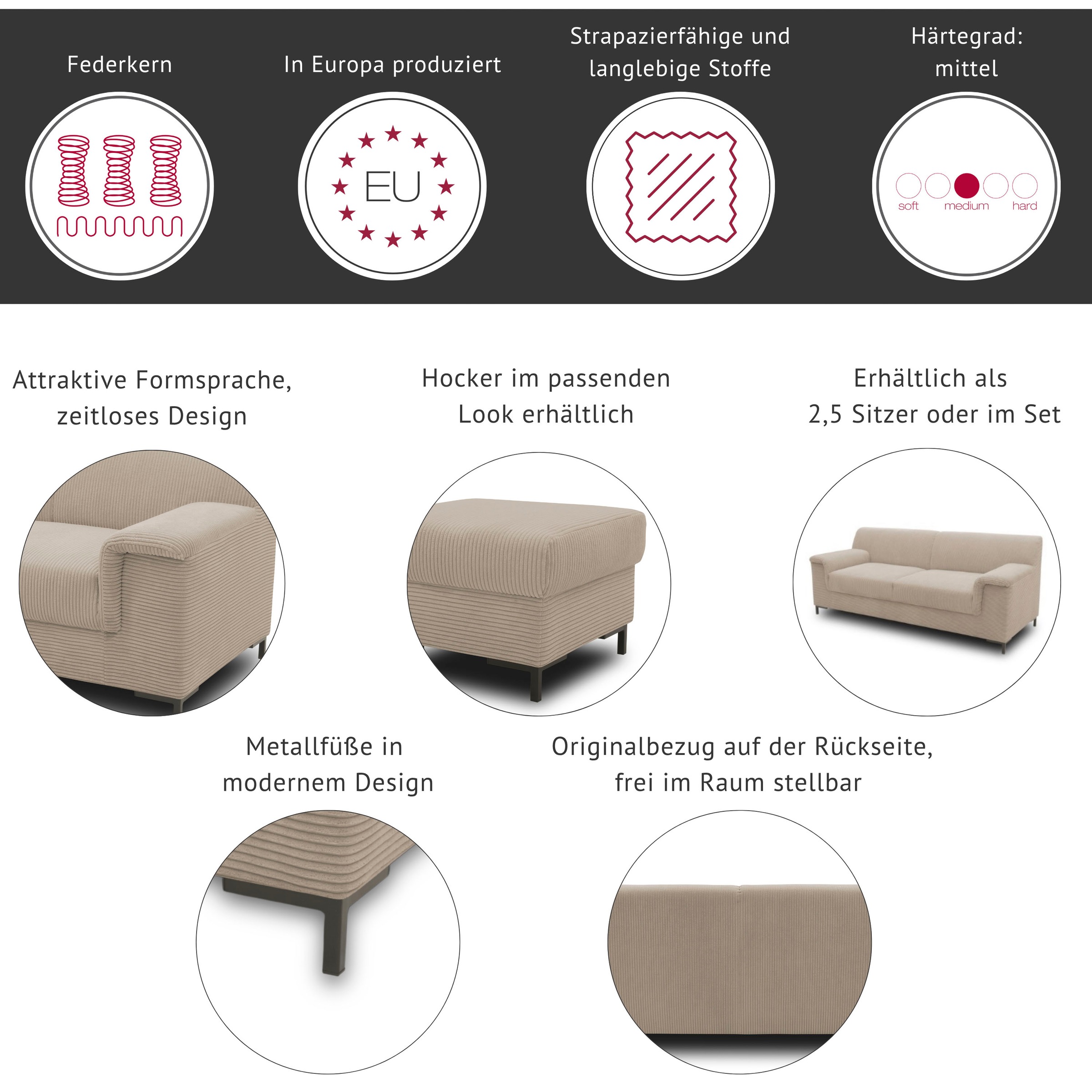 INOSIGN 1,5-Sitzer »Jamie, Sofa mit kompakten Stellmaßen für kleine Räume, günstig online kaufen