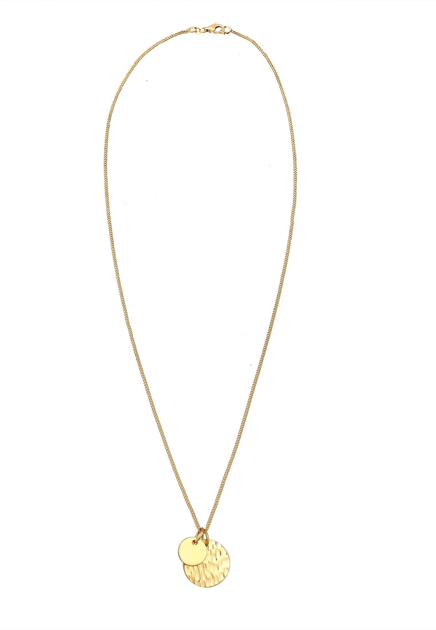 Elli Kette mit Anhänger »Plättchen Münzen Gehämmert Look 925 Silber«