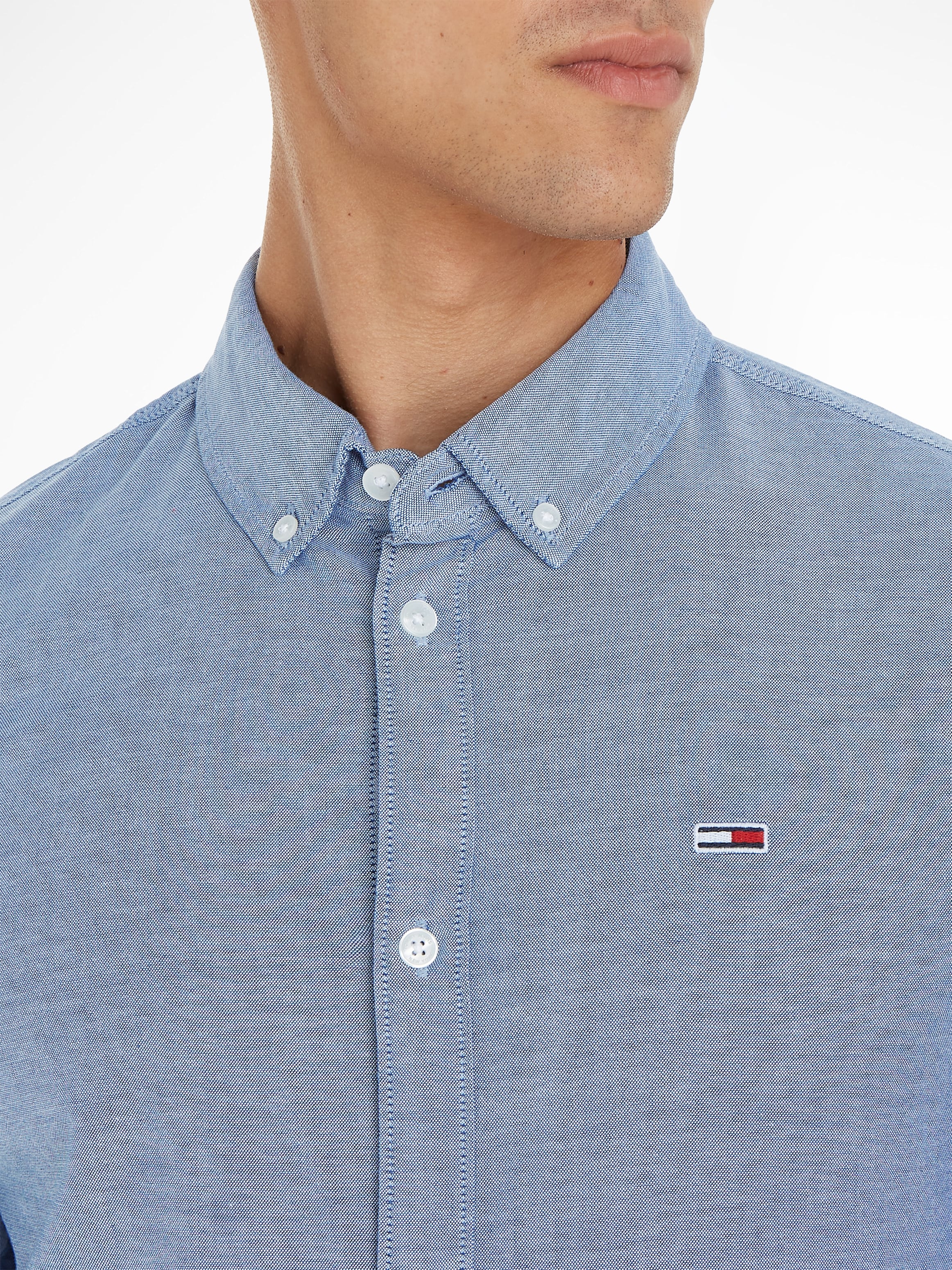 Tommy Jeans Langarmhemd »TJM Slim Stretch Oxford Shirt« mit Flaglabel auf der Brust