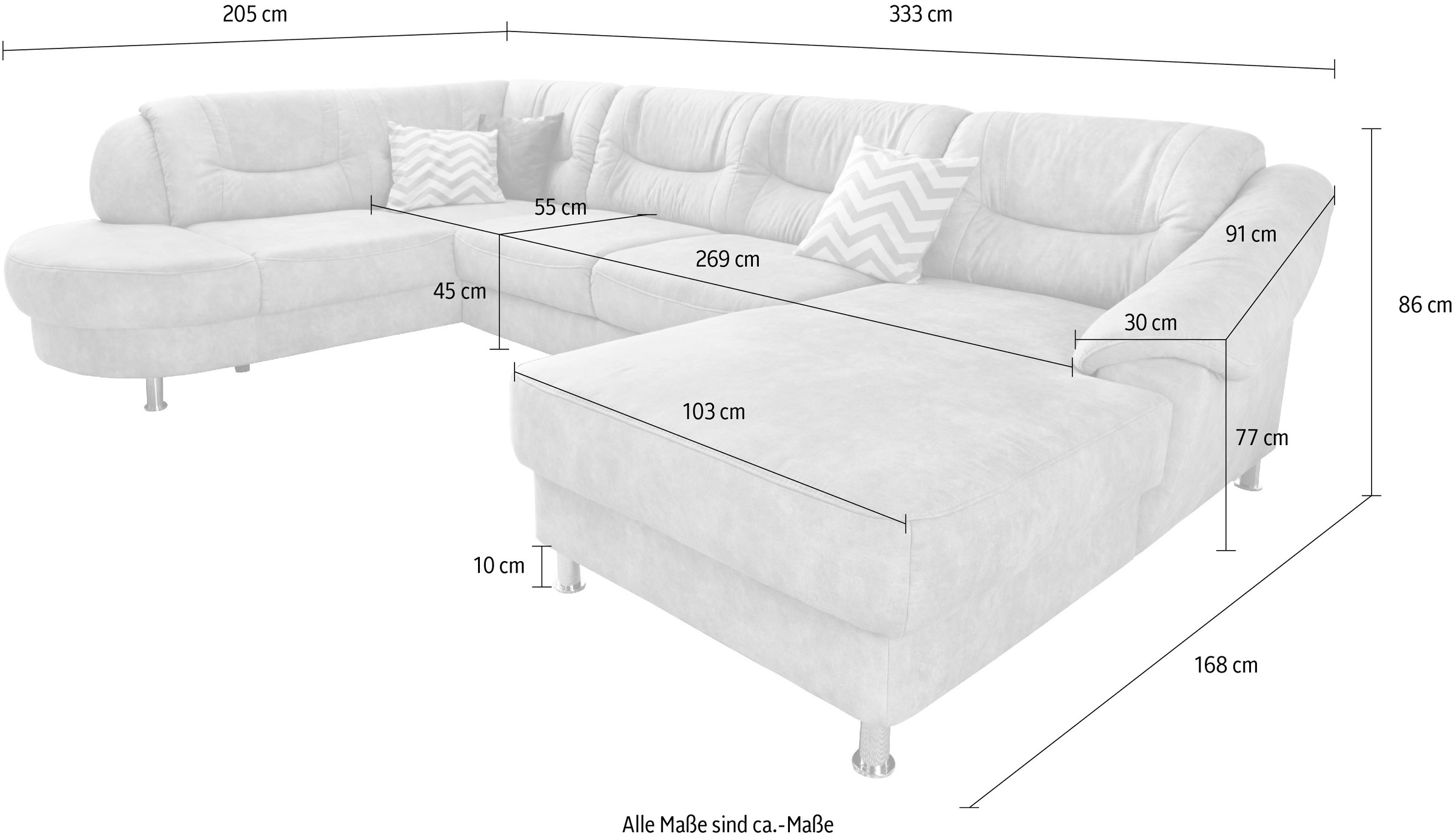 sit&more Wohnlandschaft »Salsa U-Form«, mit Federkern, wahlweise mit Bettfunktion