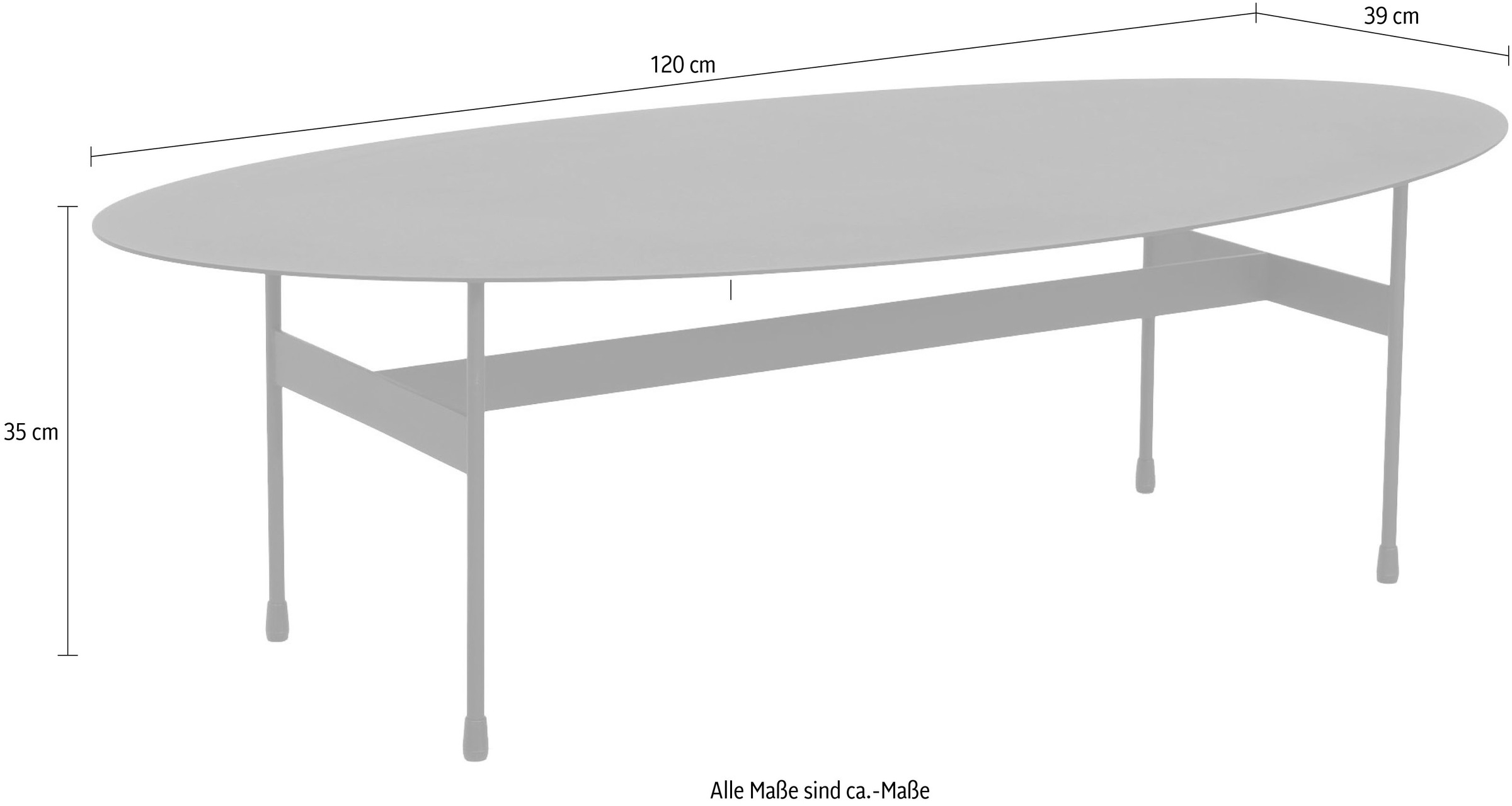 Spinder Design Couchtisch »MIRA OVAL« Couchtisch aus Stahl