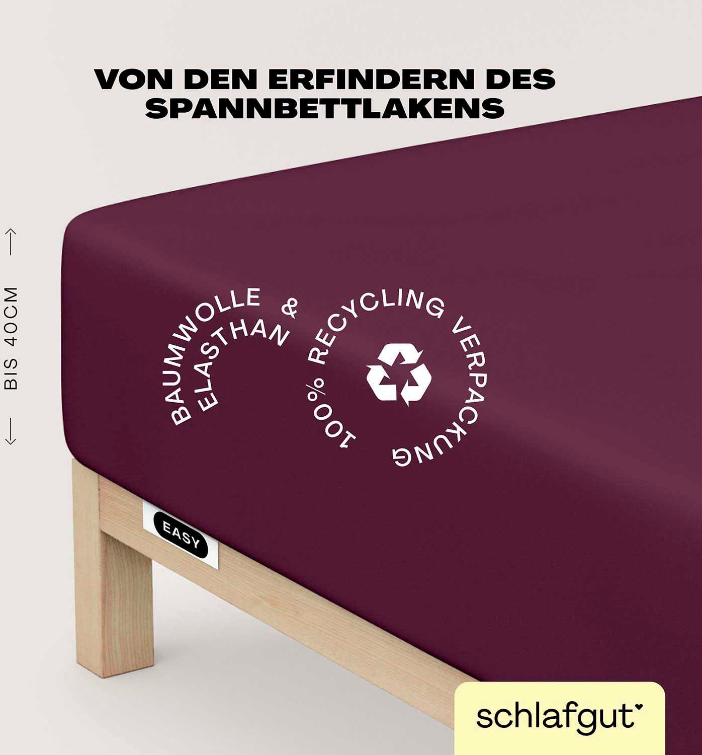 Schlafgut Spannbettlaken »EASY Jersey Elasthan Boxspring«, MADE IN GREEN by günstig online kaufen