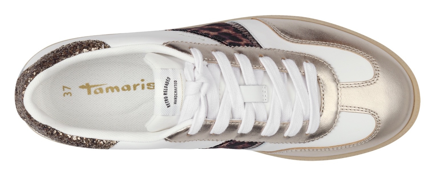Tamaris Plateausneaker  , Freizeitschuh, Halbschuh, Schnürschuh mit Glitter an der Ferse