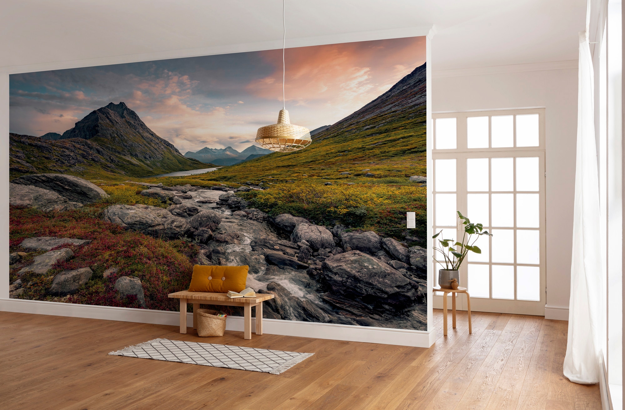 Sanders & Sanders Fototapete Landschaft Grün Blau und Grau 450 x 280 cm 612 günstig online kaufen