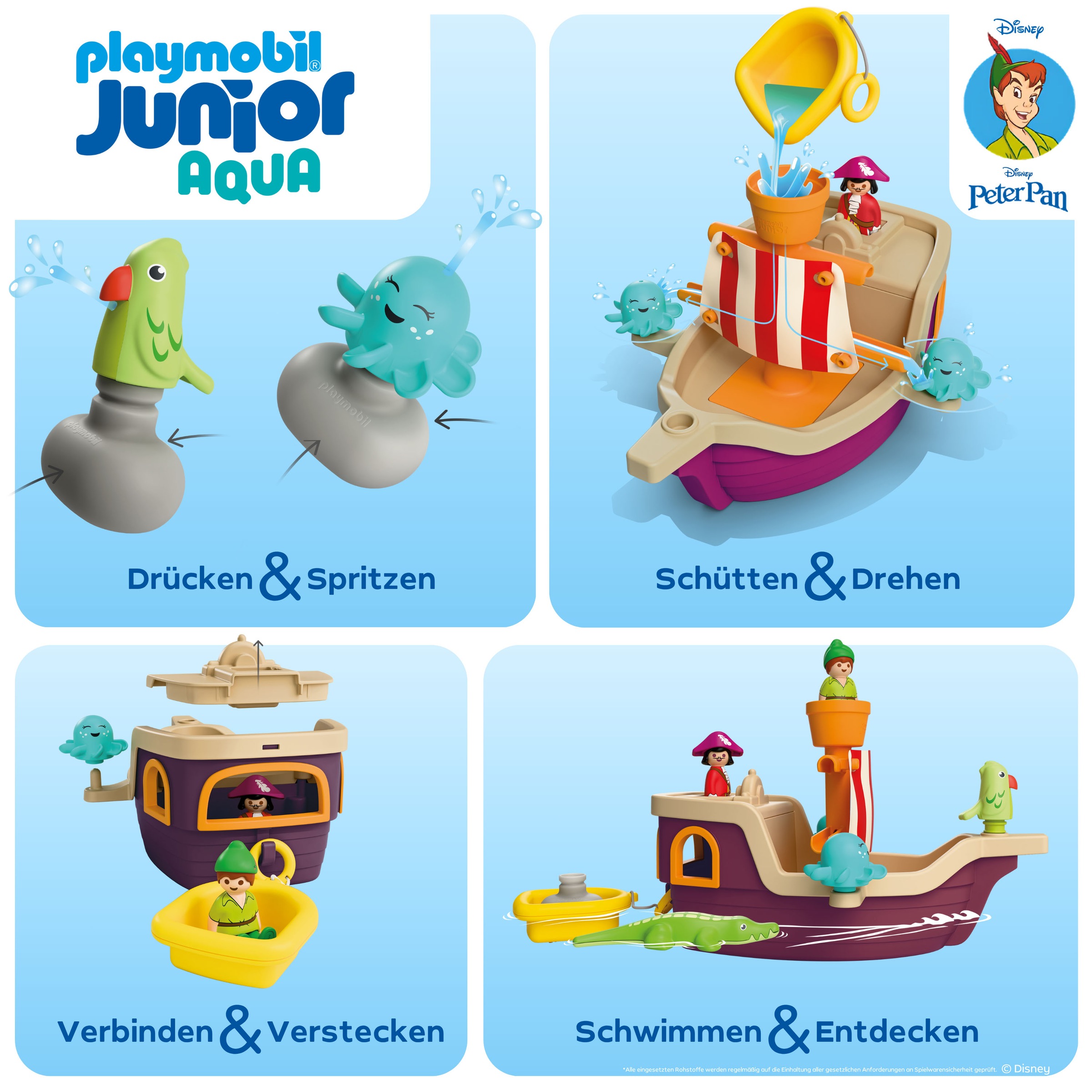Playmobil® Konstruktions-Spielset »Peter Pans Piratenschiff mit Wasserspritzspaß (71769), JUNIOR & Disney«, (12 St.), Made in Europe