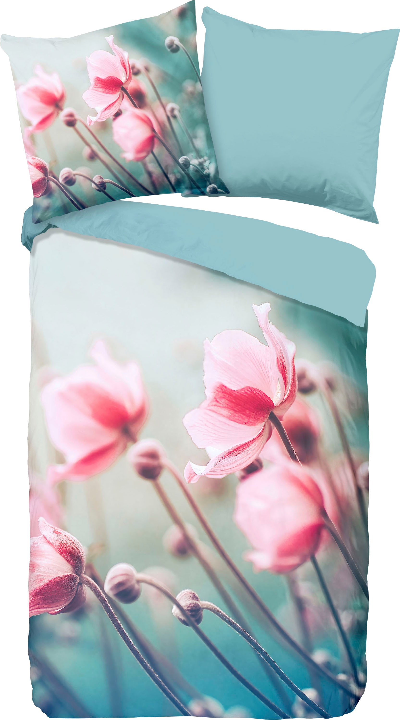 good morning Wendebettwäsche »Lizz«, 100% Baumwolle, Renforcé, 155x220, Reißverschluss, Wendeoptik, Poppy