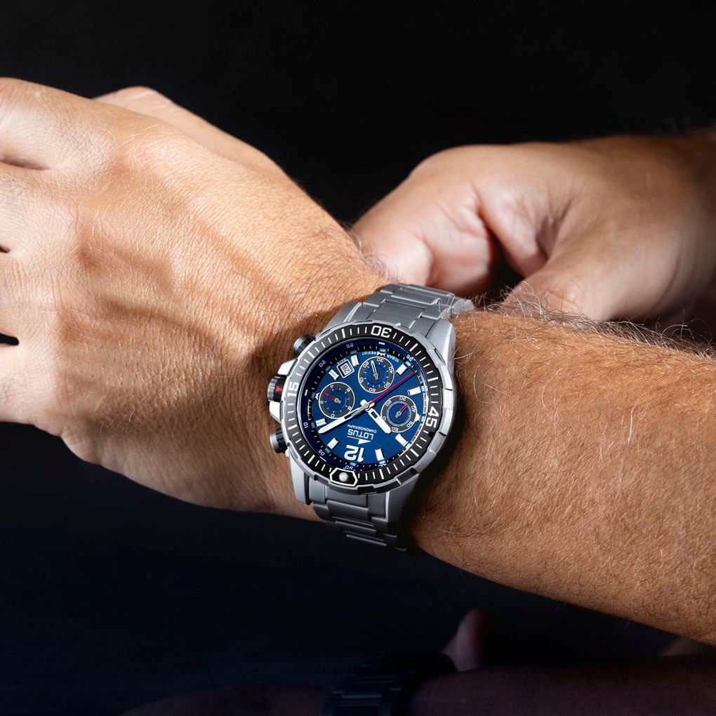 Lotus Chronograph, Quarzuhr, Armbanduhr, Herrenuhr, Edelstahlarmband, Stoppfunktion, Tag