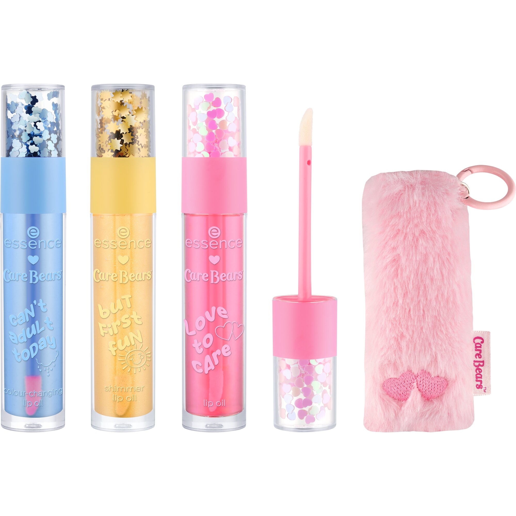 Essence Lipgloss »Care Bears lip oil trio & fluffy holder«