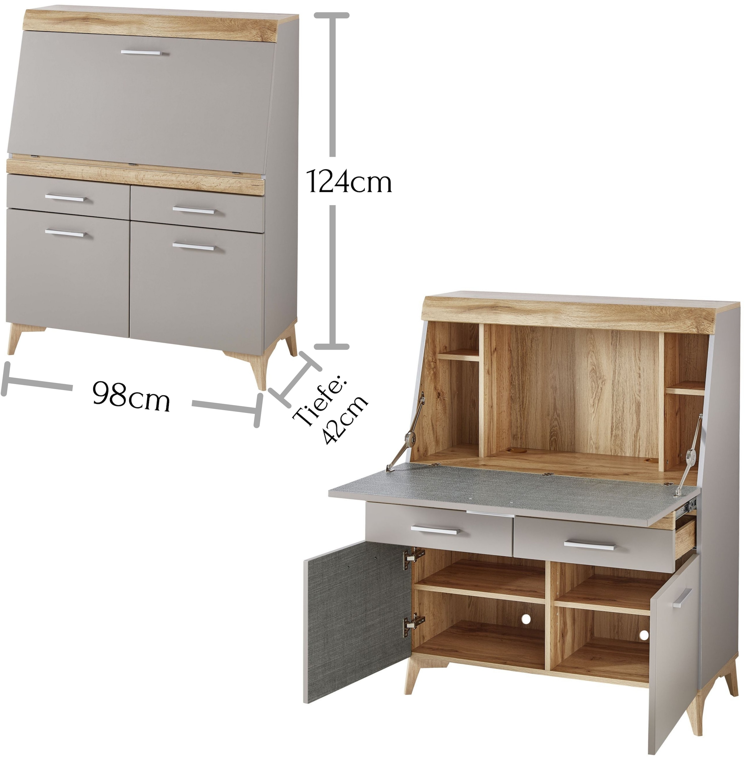 Innostyle Sekretär »SECRET«, Stauraumschrank, mit Monitor-/Laptopfach, Soft-Close, Breite 98 cm