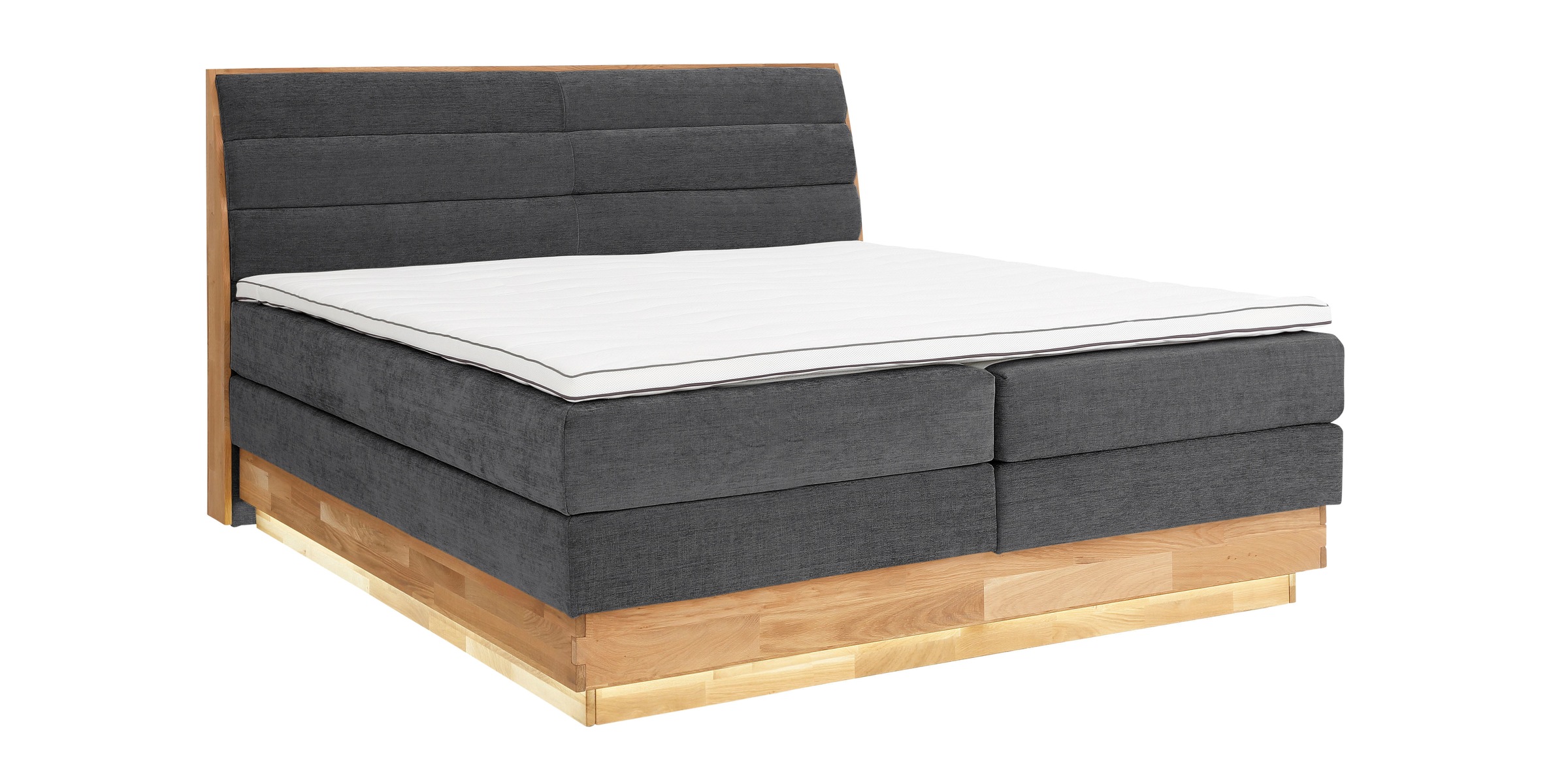 OTTO products Boxspringbett, LED-Beleuchtung, mit zertifizierten, recycelten Bezugsstoffen