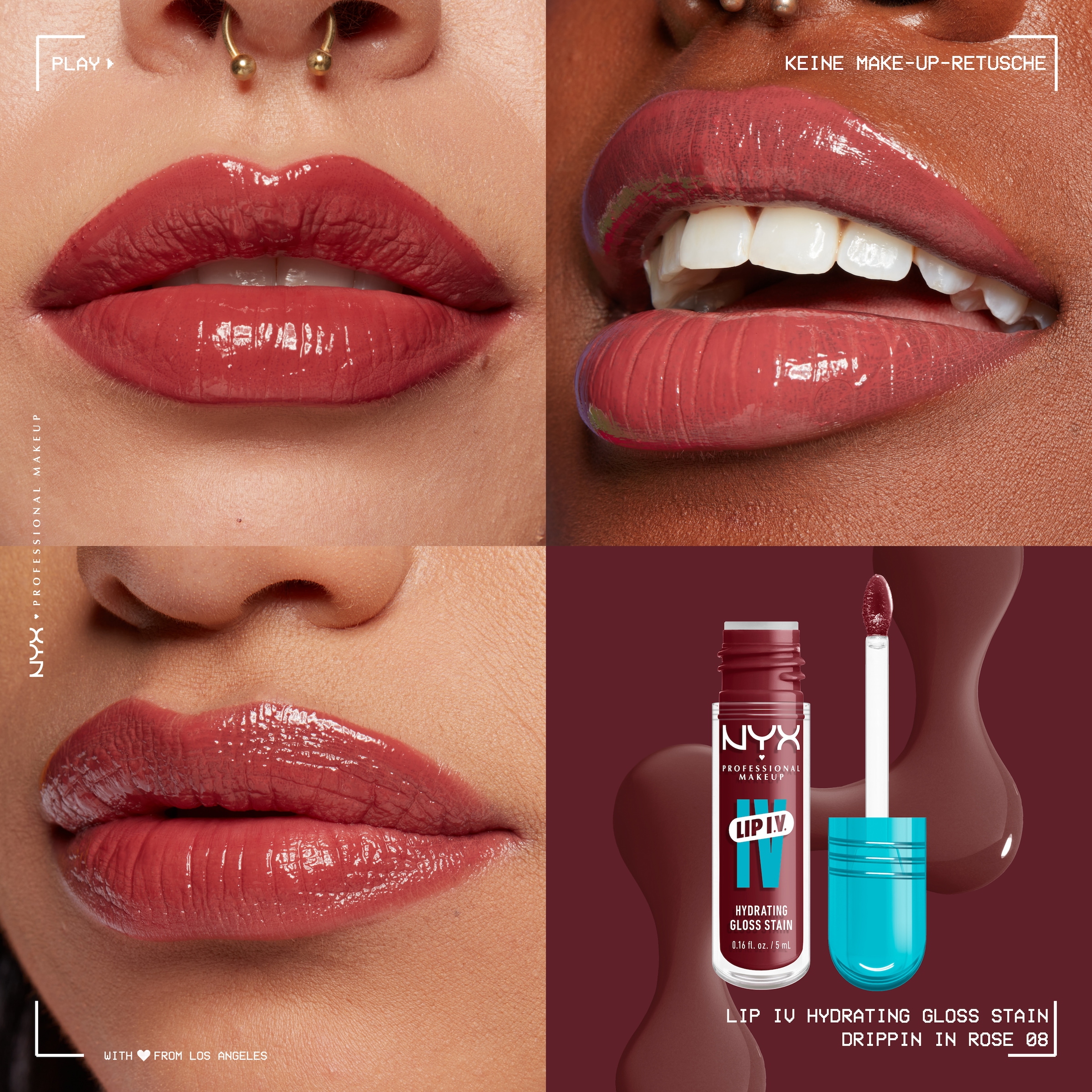 NYX Lipgloss »NYX Professional Makeup Lip IV Gloss Serum Lipgloss«, Wet-Look, spendet Feuchtigkeit, pflegt, hinterlässt Lip Stain.