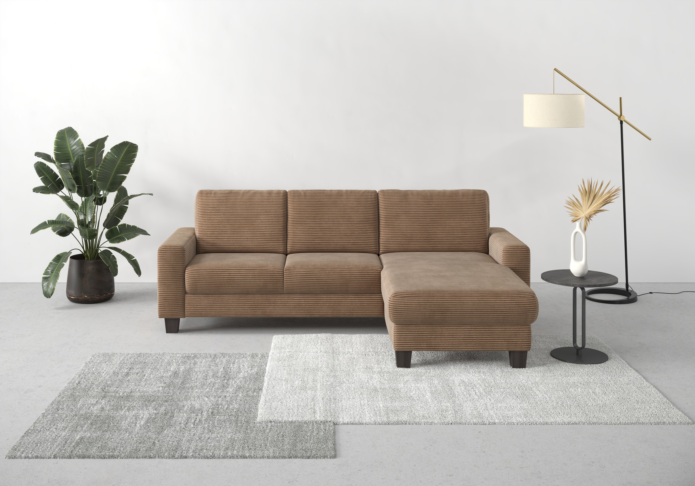 Home affaire Ecksofa »Summer L-Form«, mit Recamiere, mit oder ohne Bettfunktion und Bettkasten, Cord-Bezug