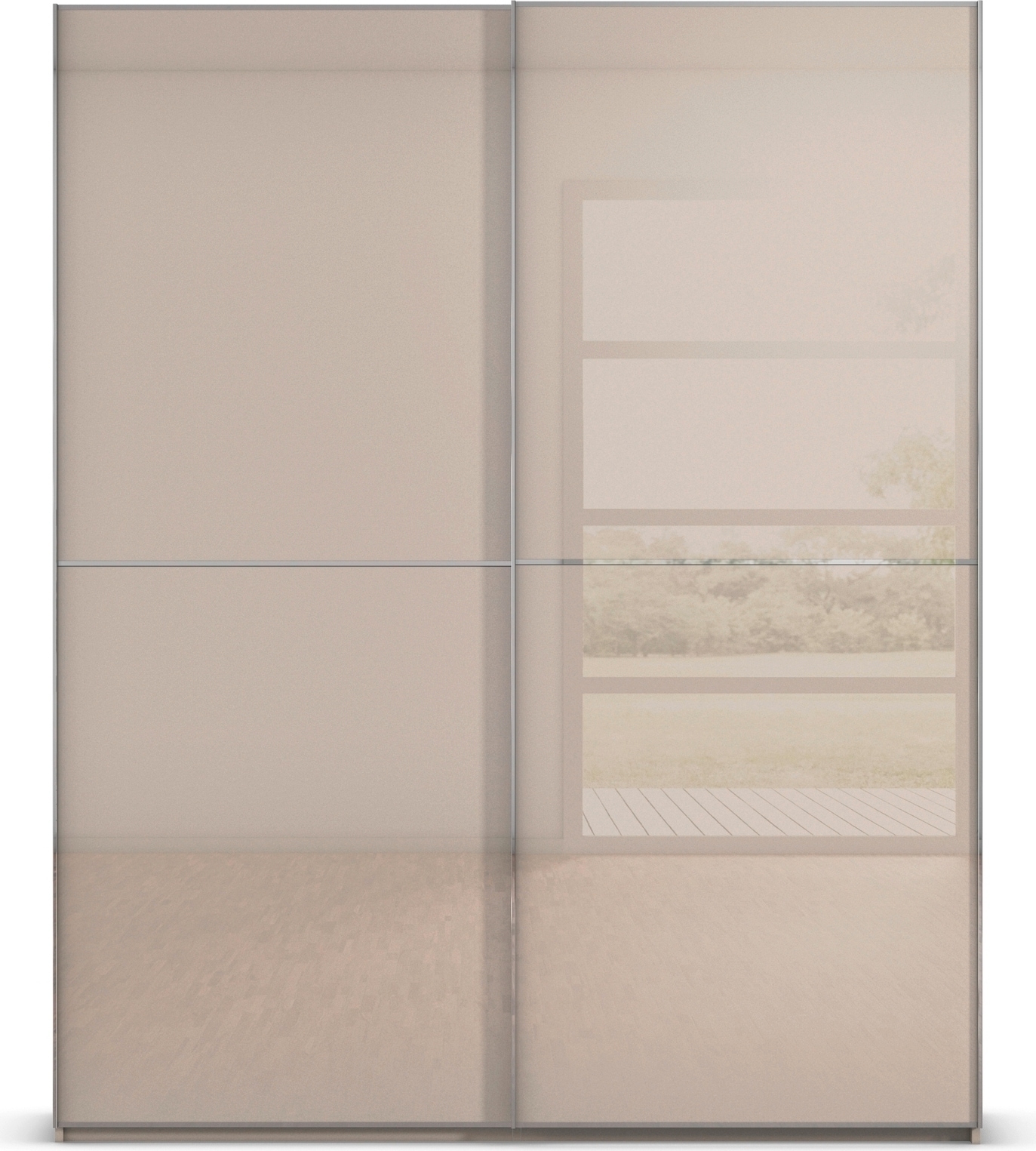 rauch Schwebetürenschrank »Kleiderschrank Schrank Garderobe Schlafzimmerschrank SCALE-DUO« edle zweigeteilte Türen Glas-Front mit 3 Zierleisten MADE IN GERMANY