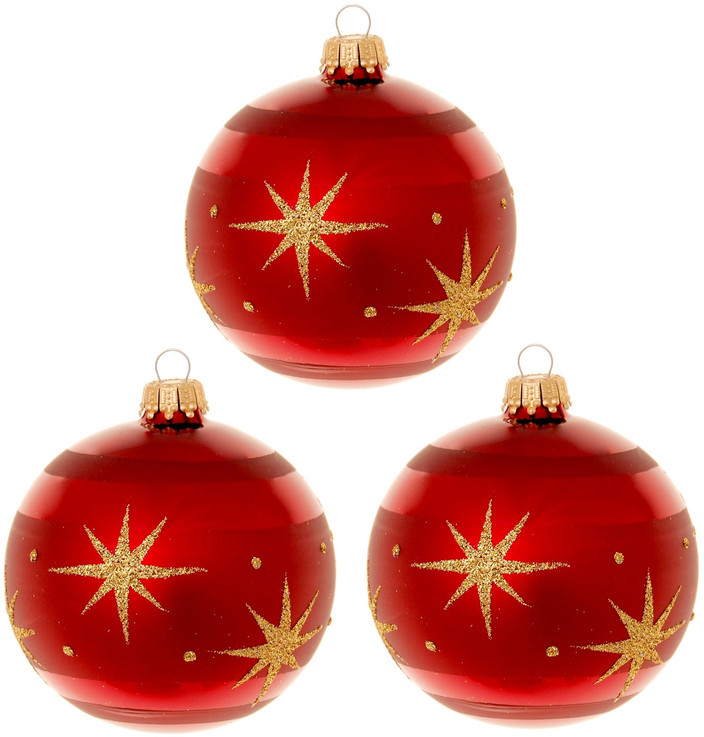 Krebs Glas Lauscha Weihnachtsbaumkugel »Xmas Night "Komet", 8 cm«, (Set, 3 St.), Weihnachtsdeko rot, Christbaumschmuck, Christbaumkugeln aus Glas