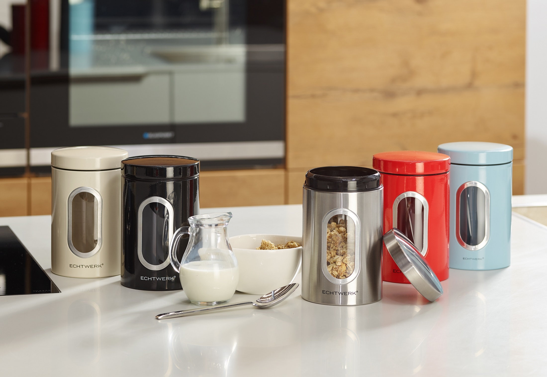 ECHTWERK Vorratsdose »Aufbewahrungsdosen-Set«, (Set, 3 tlg.), für Mehl, Müsli, Kaffee oder Zucker, Klick-Deckel, großes Sichtfenster