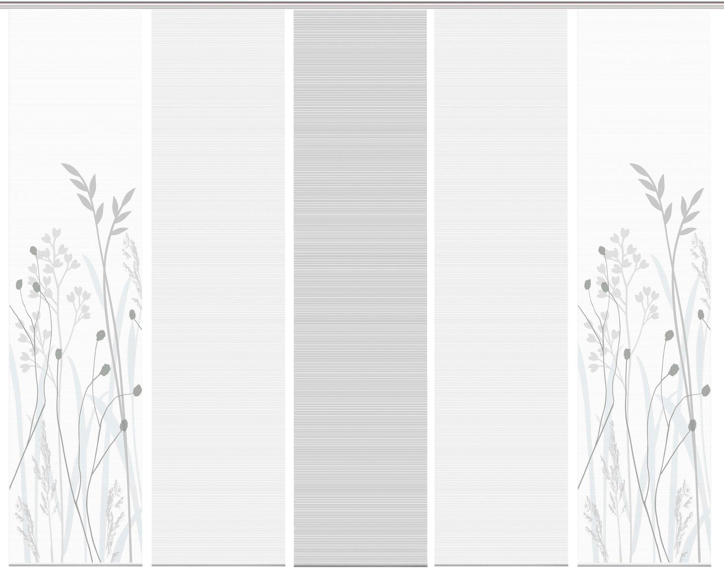 Vision S Schiebegardine »GRASIL 5er SET«, (5 St.), Bambus-Optik, Digital bedruckt