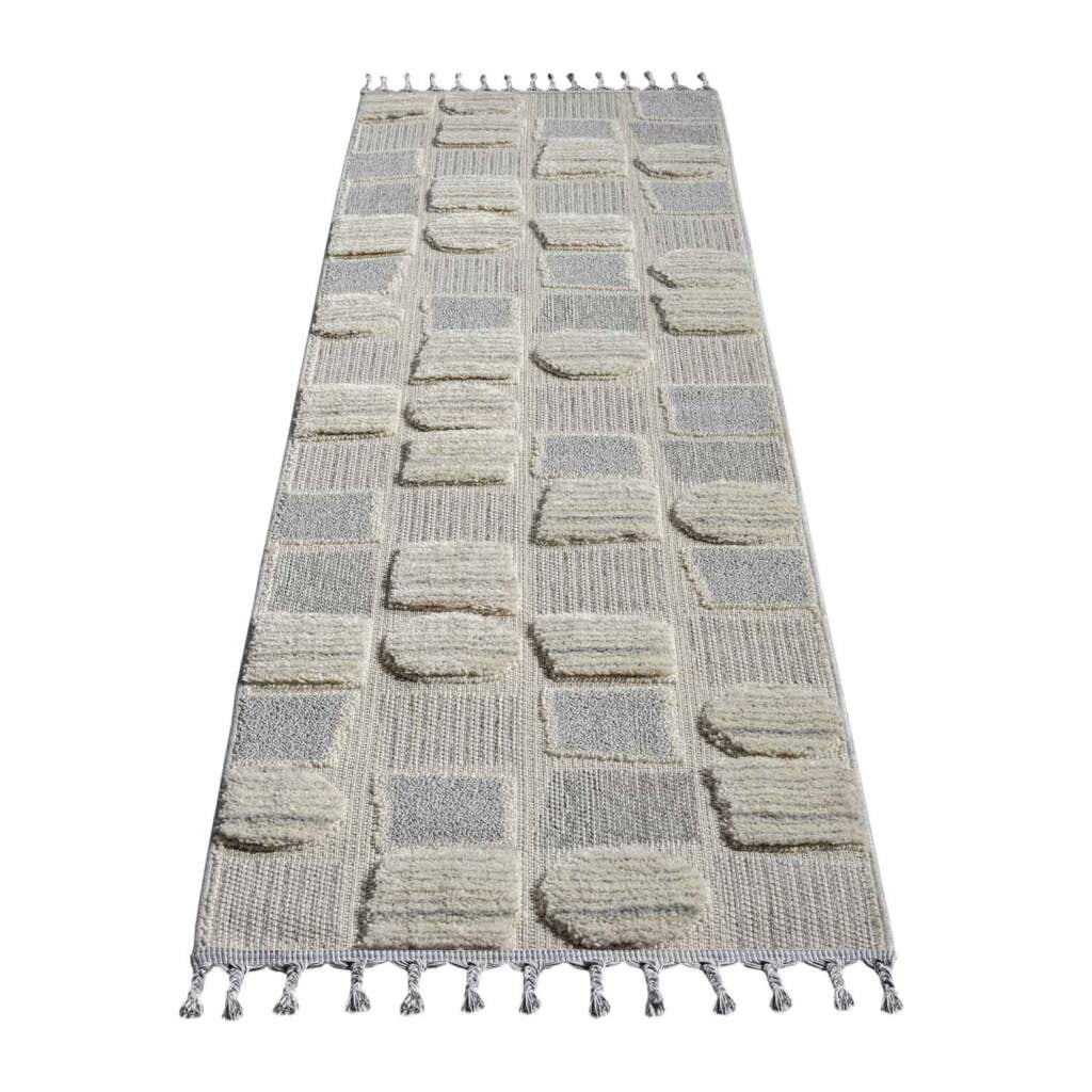 Carpet City Hochflor-Teppich »VALENCIA 950«, rechteckig, 20 mm Höhe, Läufer, Boho-Stil, Hochtief-Muster/ 3D-Effekt, mit Fransen