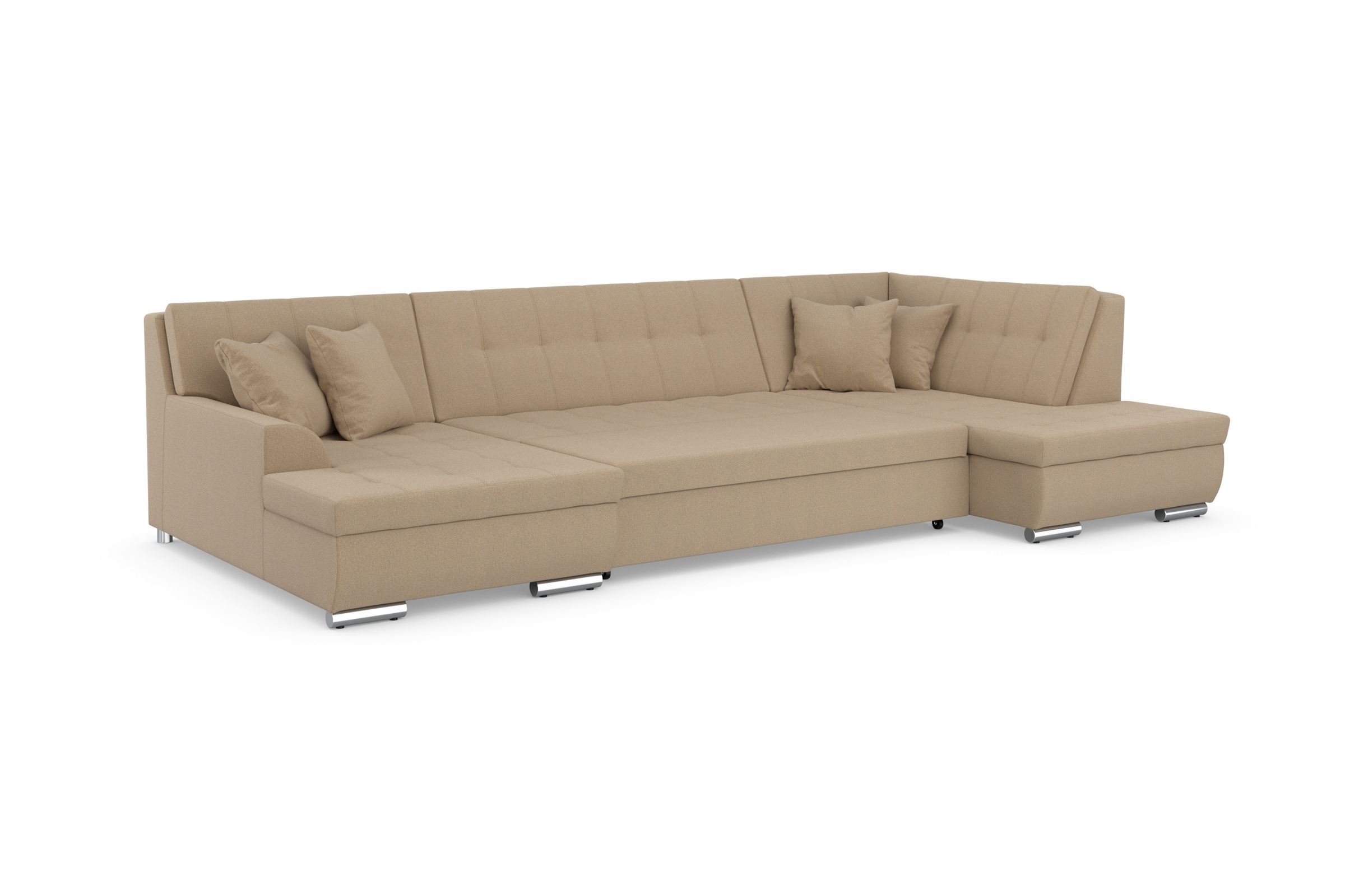 DOMO collection Wohnlandschaft »Treviso incl. Zierkissen, moderne Steppung, XXL: B/T/H: 364/201/83 cm«, wahlweise mit Bettfunktion, in vielen Bezugsarten auch in Cord U-Form