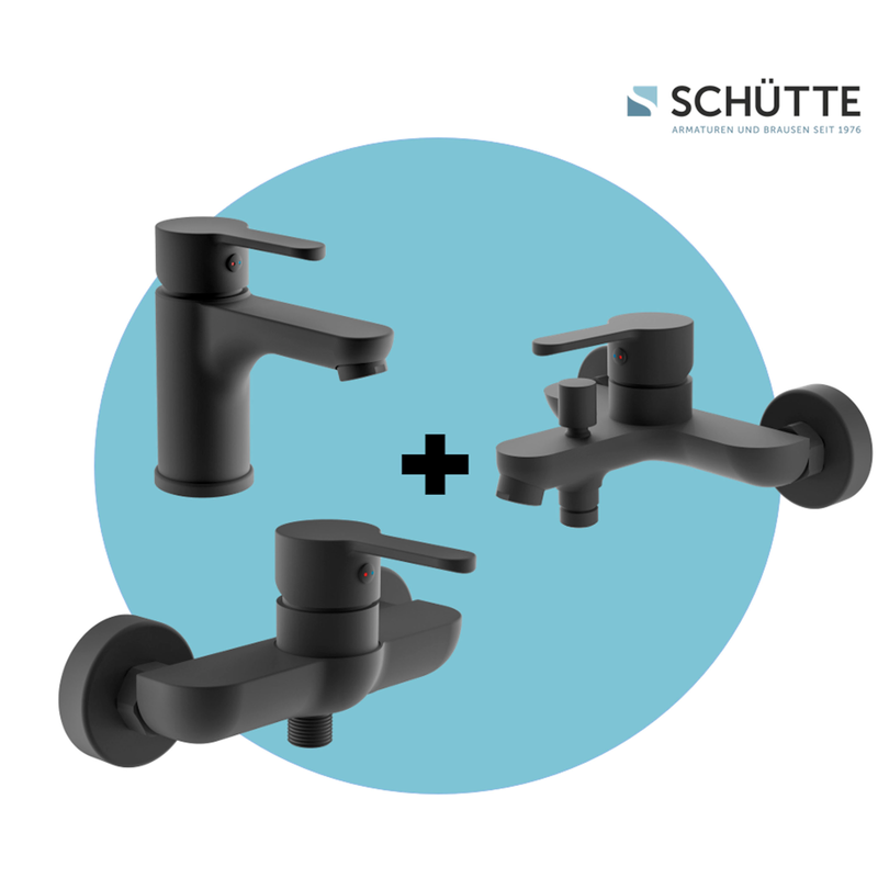SCHÜTTE Badarmatur »3-teilige Serie DENVER« Set, geräuscharm, Marken-Mischdüse schwarz matt