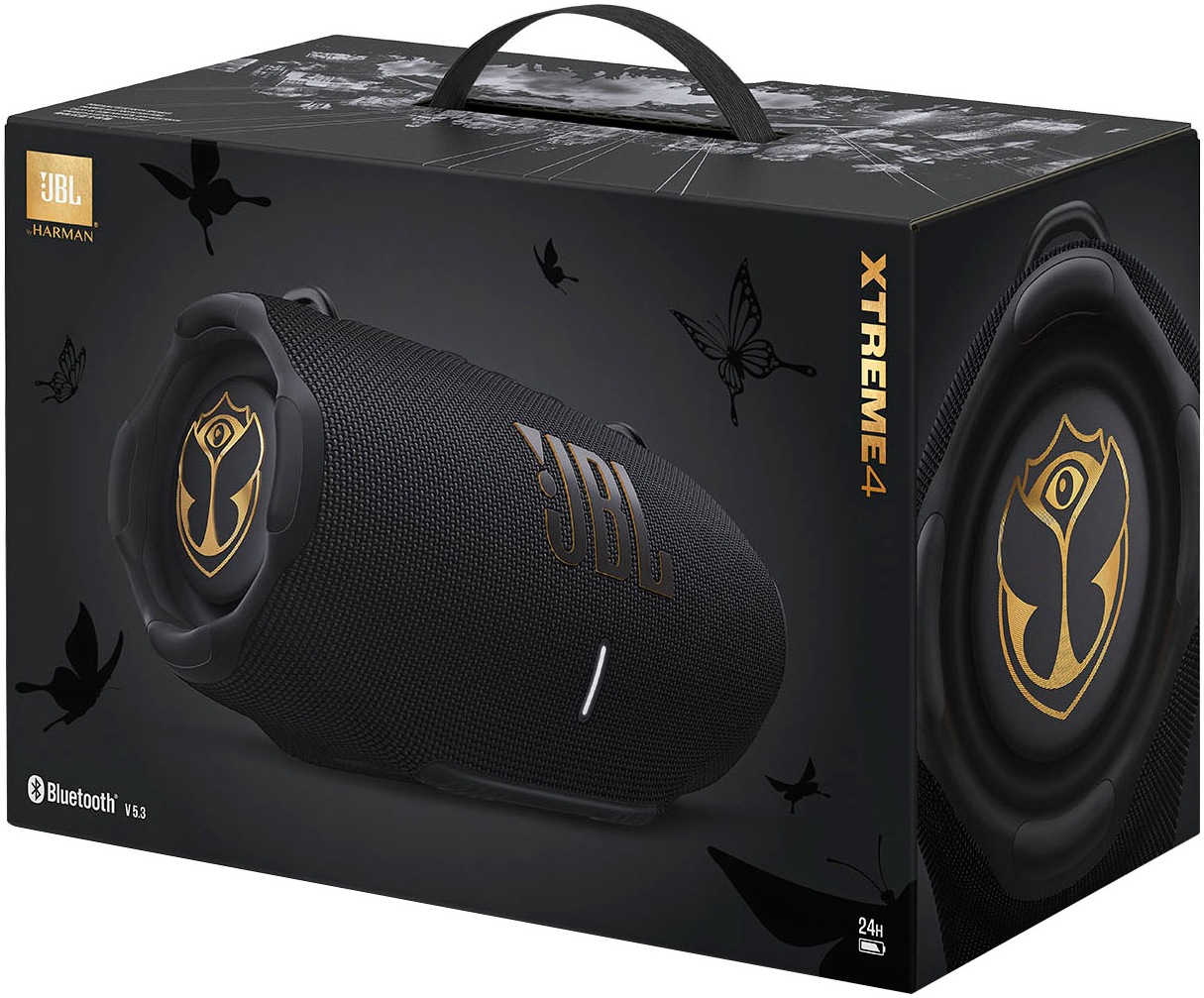 JBL Bluetooth-Lautsprecher »Xtreme 4 Tomorrowland Ltd. Edition (+ Gratis dazu: GO 3 blau)«, austauschbarer Akku, Schnellladen, Multi-Speaker-Konnektivität