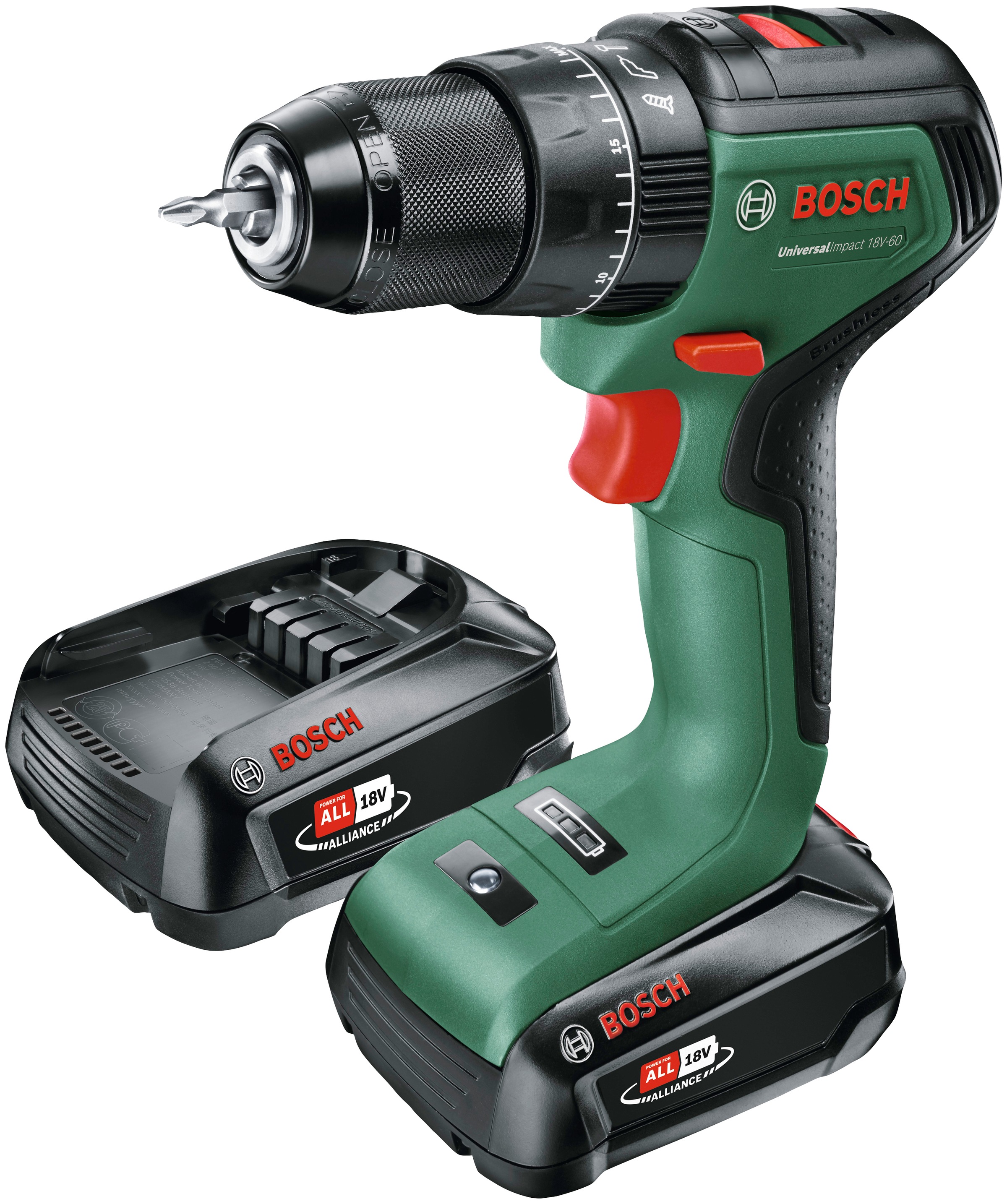 Bosch Home & Garden Akku-Schlagbohrschrauber »UniversalImpact 18V-60«, Inkl. Koffer, mit 2 Akkus 18V/2Ah und Ladegerät