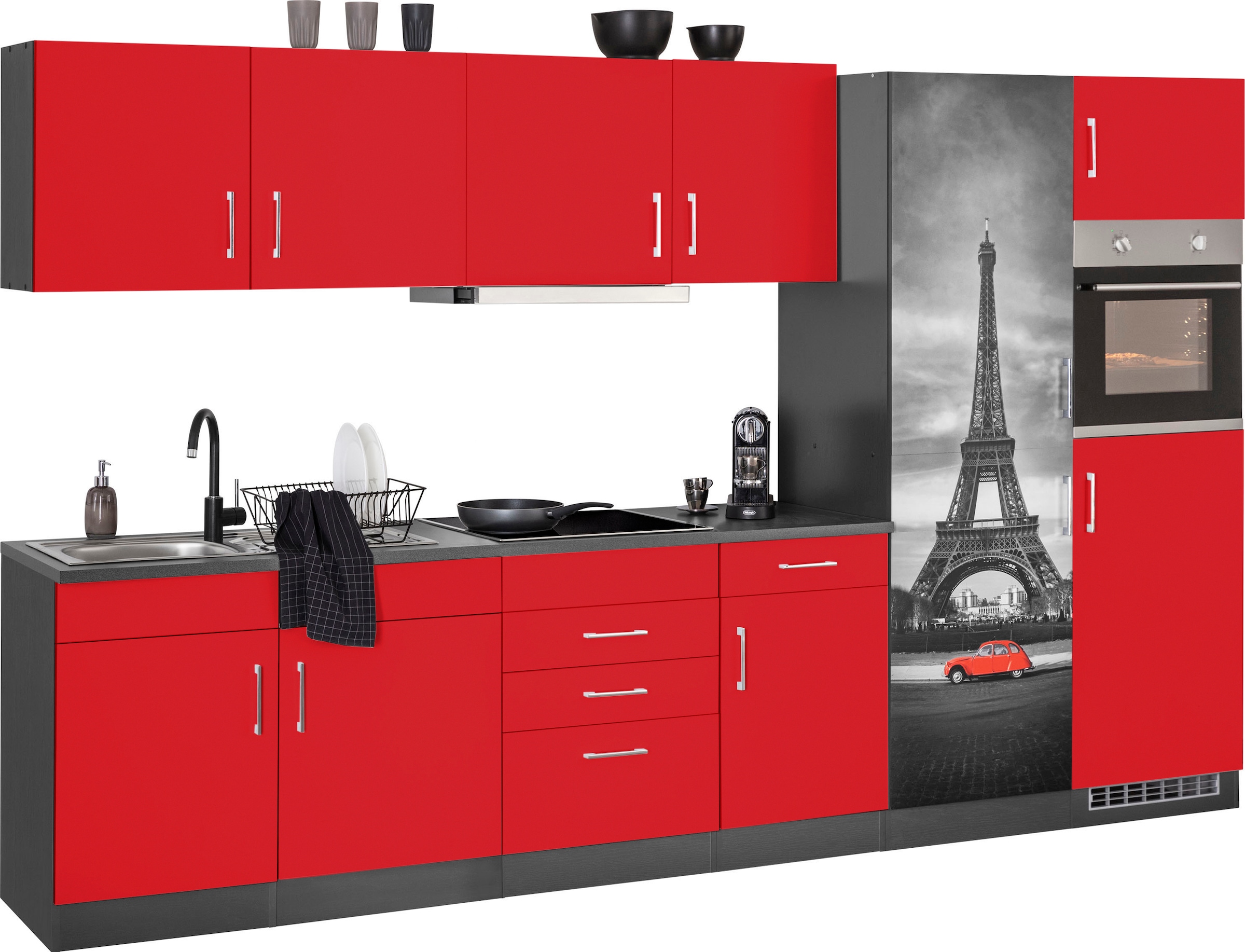 HELD MÖBEL Küchenzeile »Paris«, mit E-Geräten, Breite 330 cm, wahlweise mit Induktionskochfeld