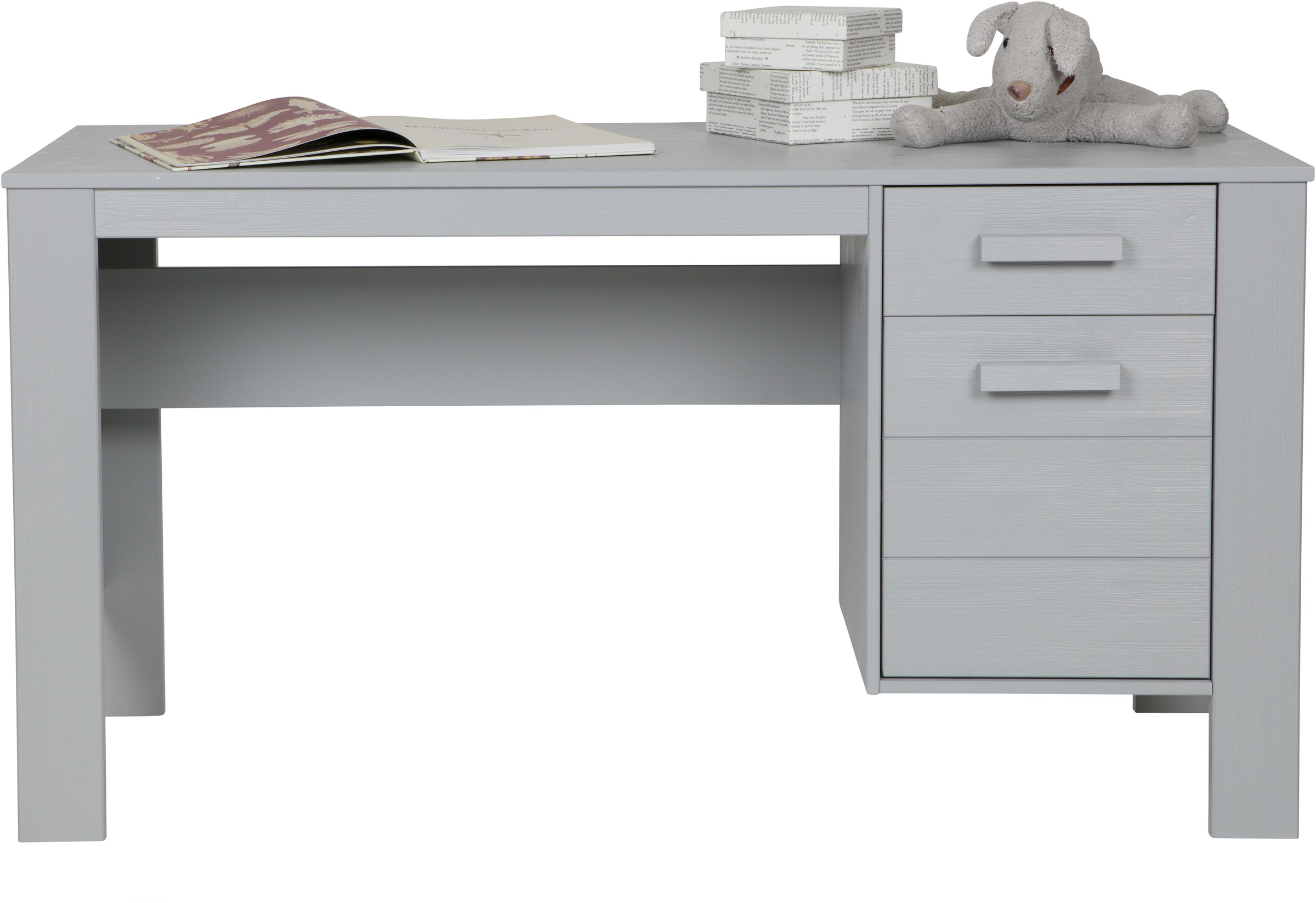 WOOOD Schreibtisch »Julius FSC®-Kiefernholz, gebürstet, mit zwei Schubladen 141x59x74 cm« Gebürstete Oberfläche, sichtbare Maserung, wasserbasiert lackiert