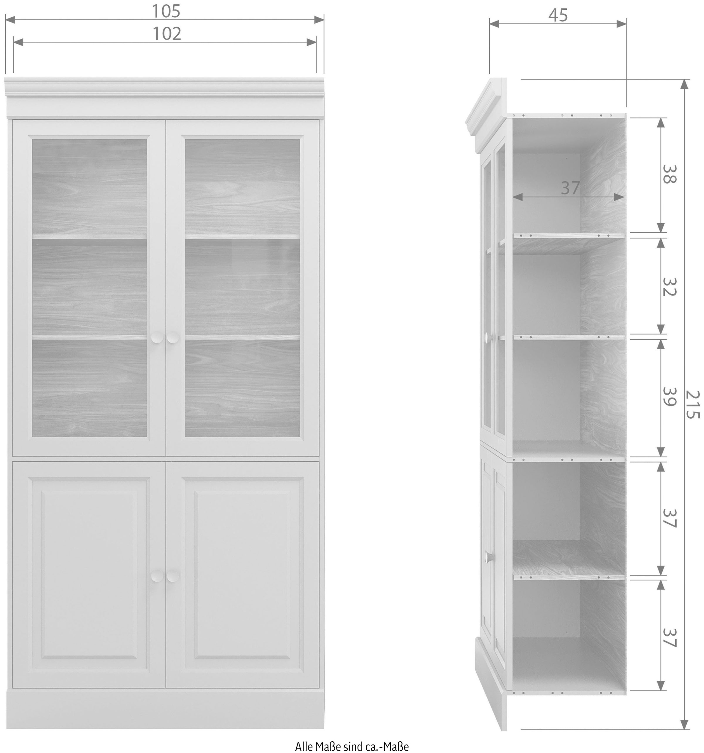 vtwonen Vitrine »Chow«, aus Kiefernholz, Breite 105 cm x Höhe 215 cm