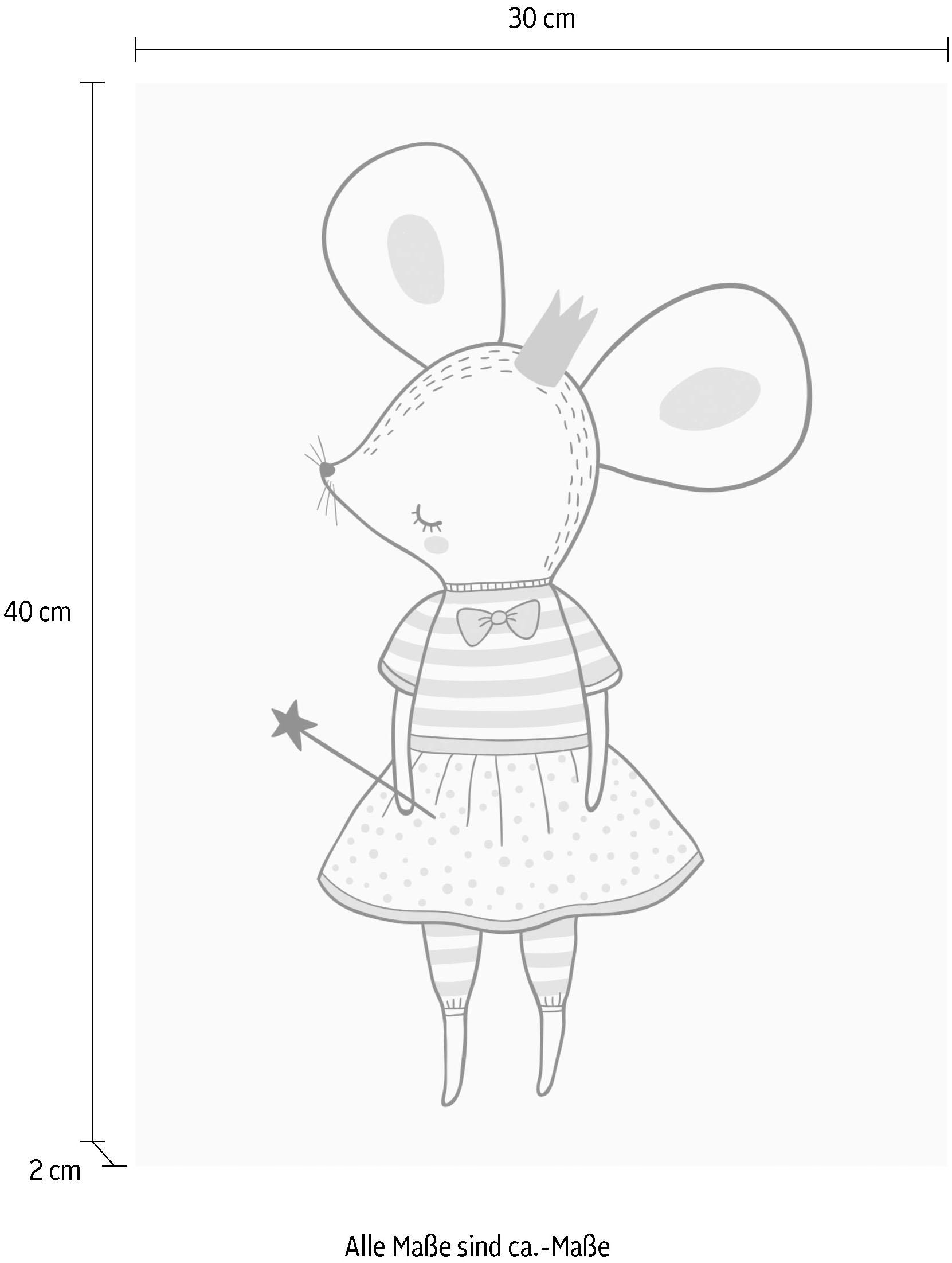 Lüttenhütt Leinwandbild »Mäusefee Maus«, Königinnen-Kind-Kinder-Tiere-Fashion-Figuren-Feen, Premium-Leinwandstoff, Handarbeit aus Deutschland, Kindermotiv