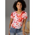 Aniston CASUAL T-Shirt, mit farbharmonischem, großflächigem Blütendruck