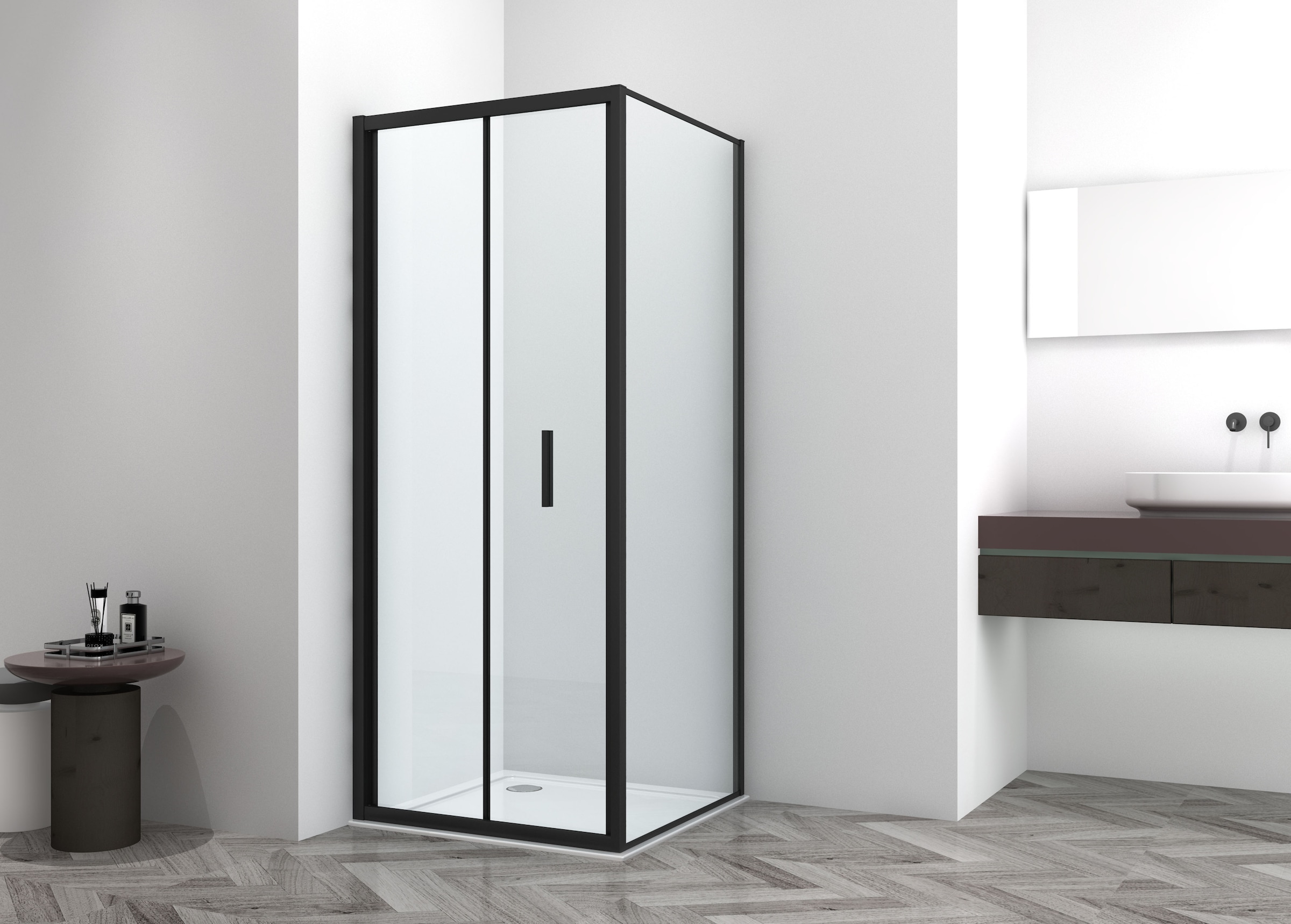 Sanotechnik Dusch-Falttür »Sanotechnik SlimLine Falttür schwarz« Easy Clean Beschichtung