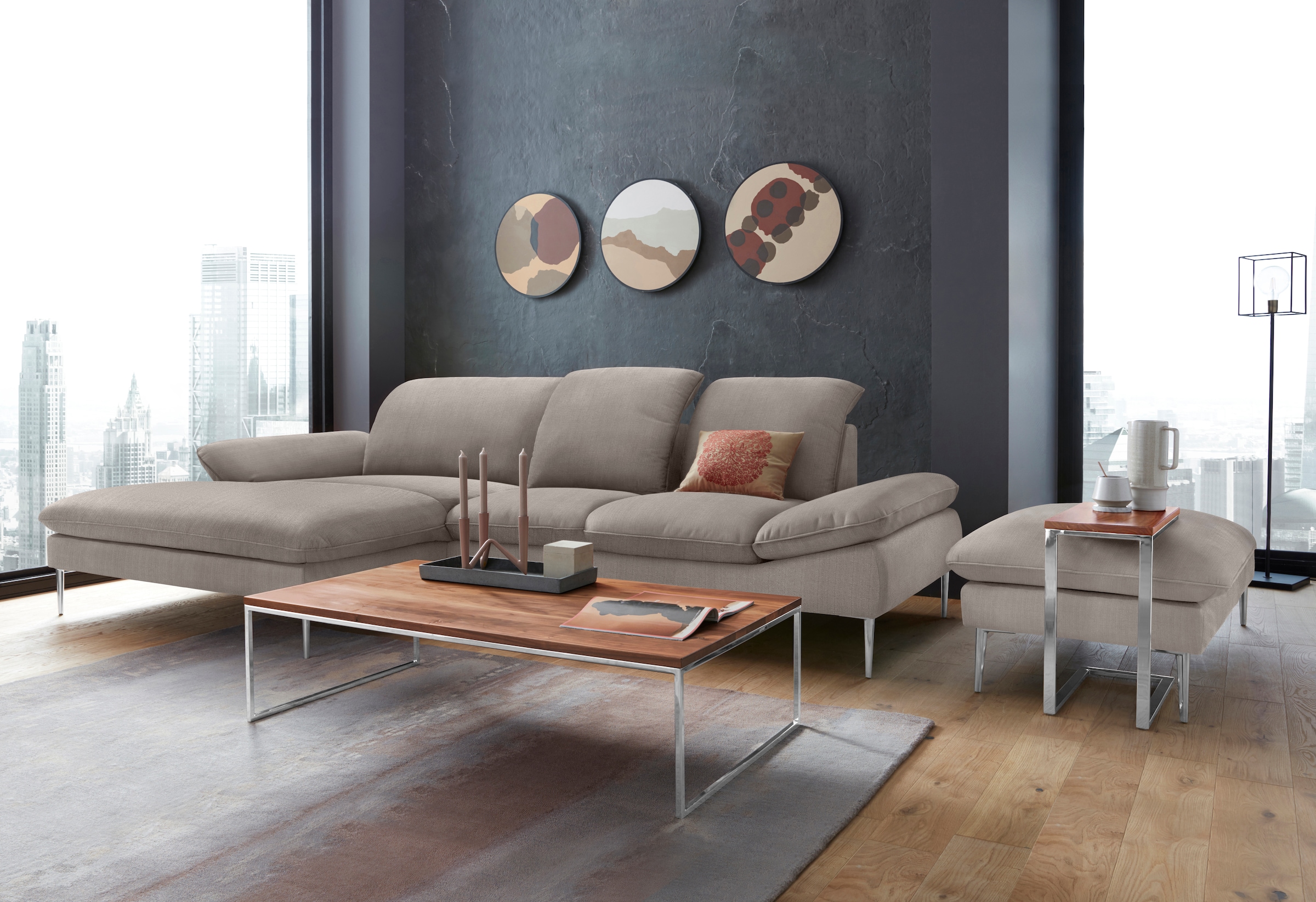 W.SCHILLIG Hocker »enjoy&MORE« Füße Chrom glänzend, Breite 106 cm